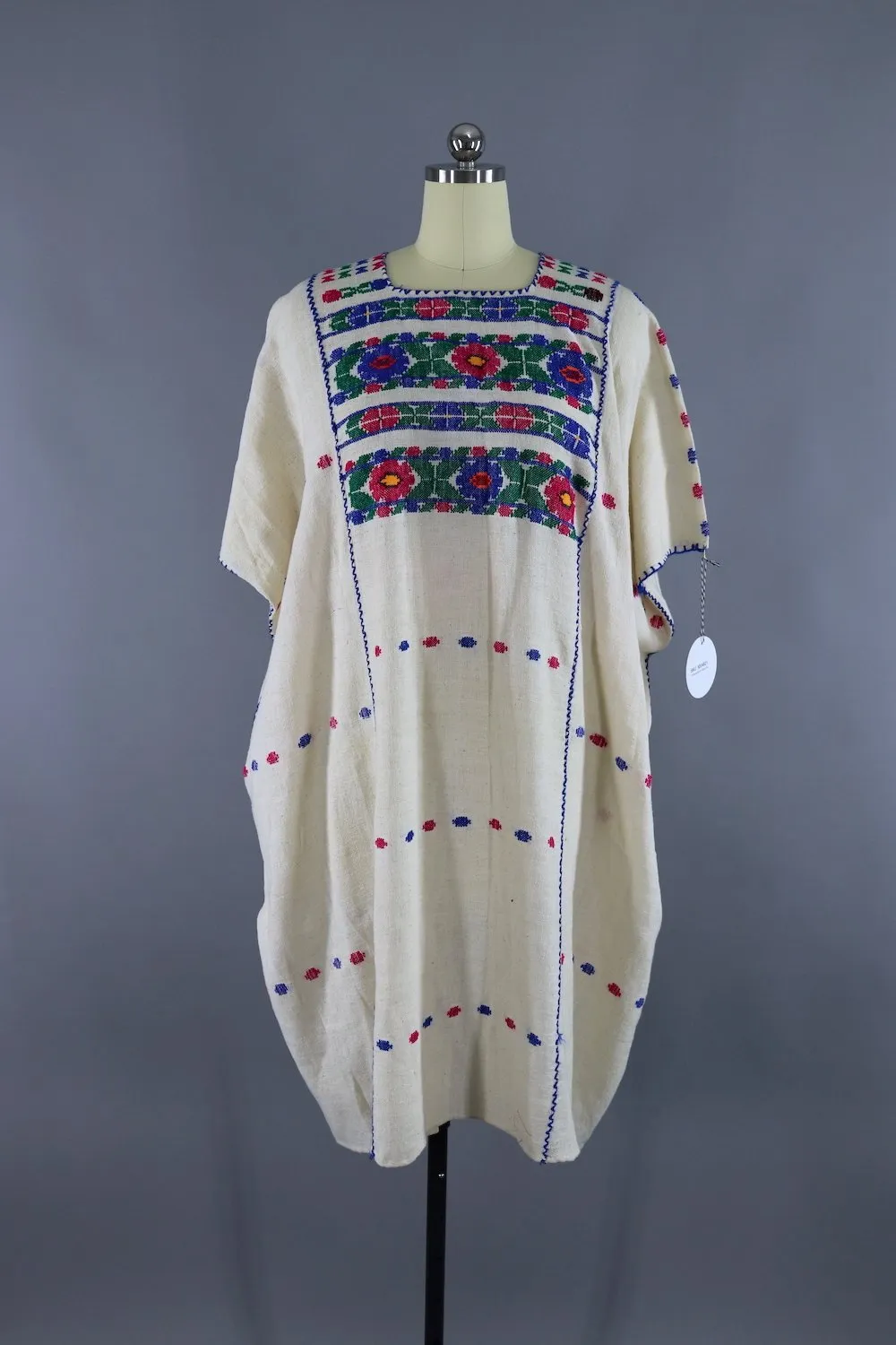 1970s Vintage Embroidered Caftan Dress