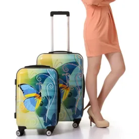 20"24"28 Inches Universal Wheel Case Bag ,Fashion Abs Butterfly Travel Suitcase Spinner Wheels