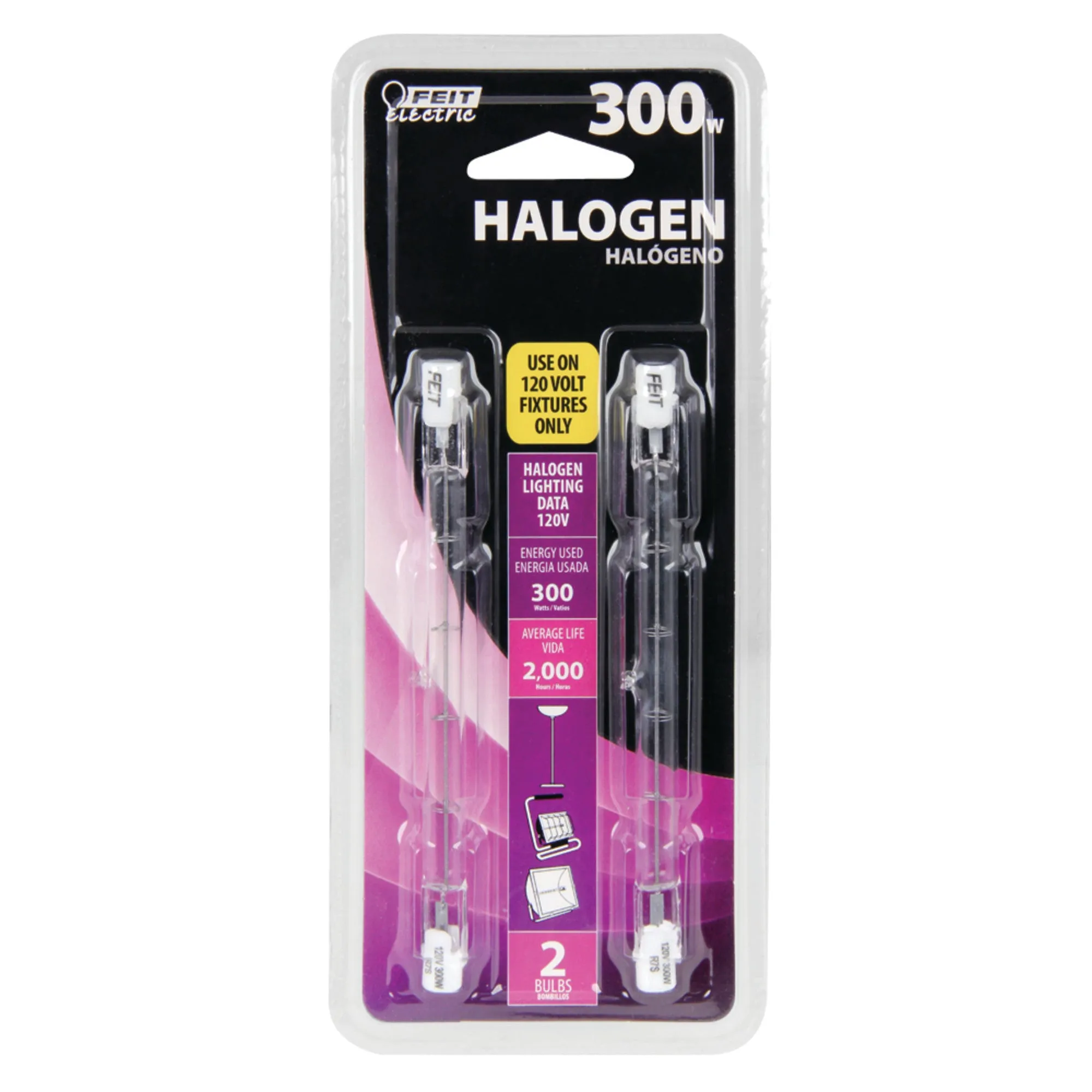 300W T3 Halogen Light Bulb (2-Pack)