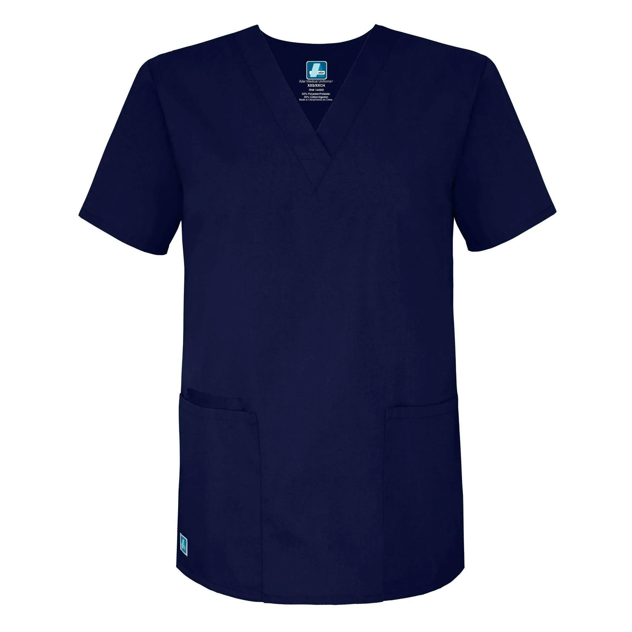 Adar Universal Unisex V-Neck 2 Pocket Scrub Top Navy