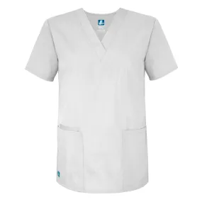 Adar Universal Unisex V-Neck 2 Pocket Scrub Top White