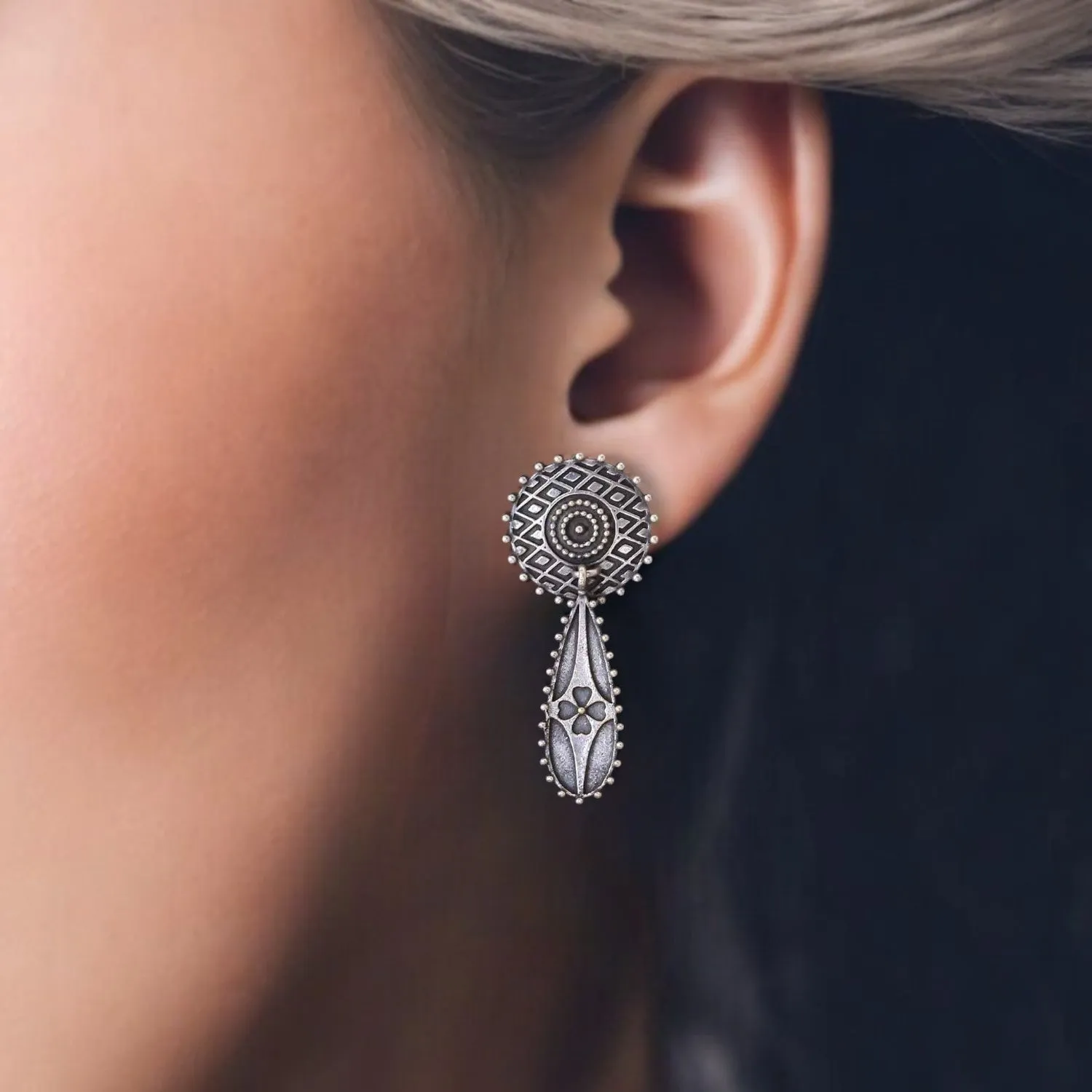 Antique Kalti Oxidised Danglers