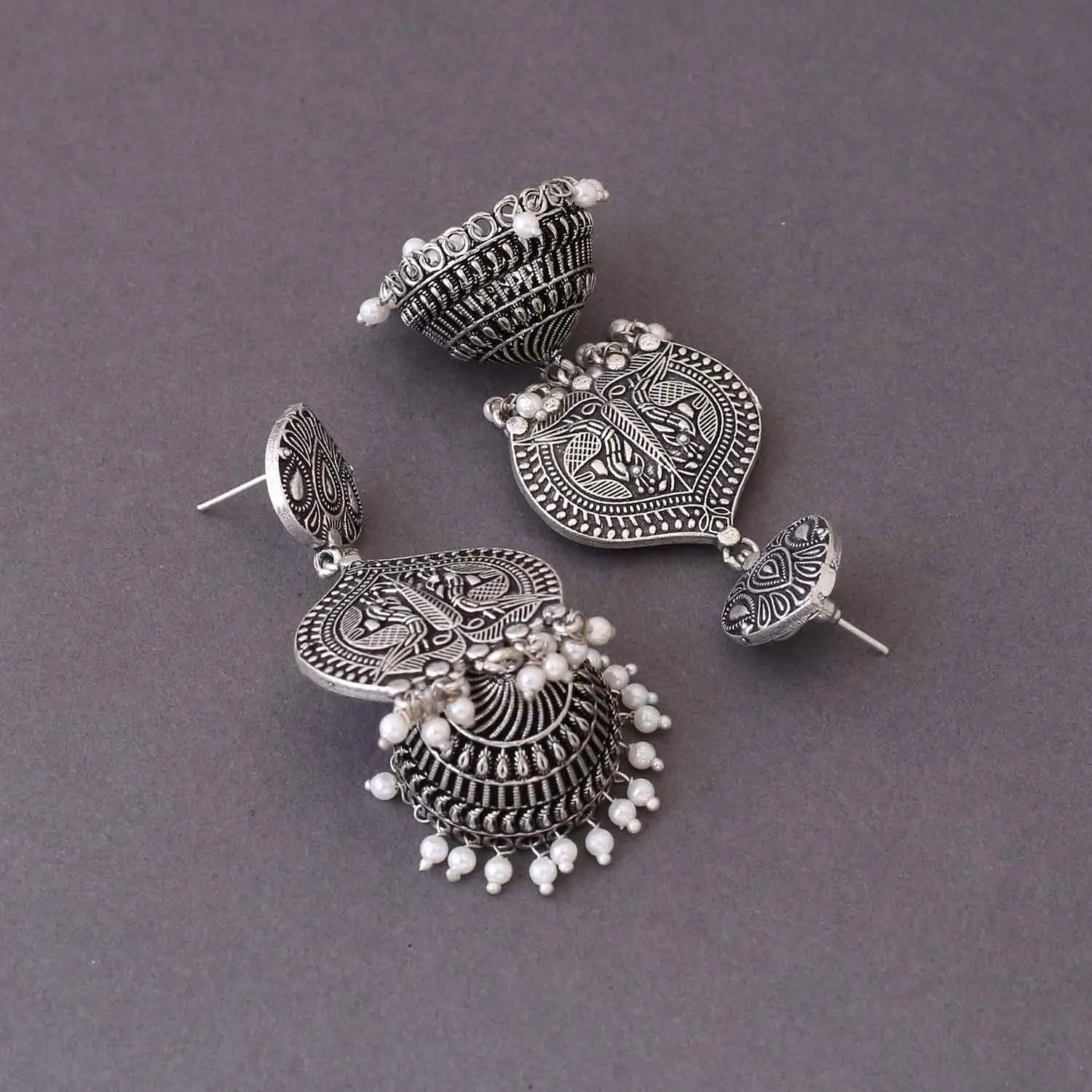 Antique Narusmi Oxidised Jhumkis