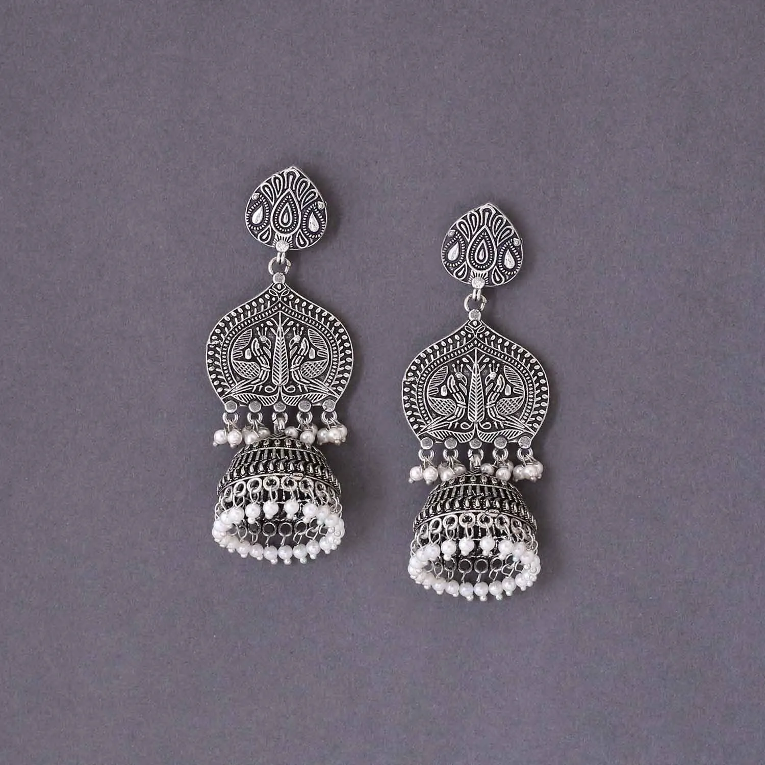 Antique Narusmi Oxidised Jhumkis