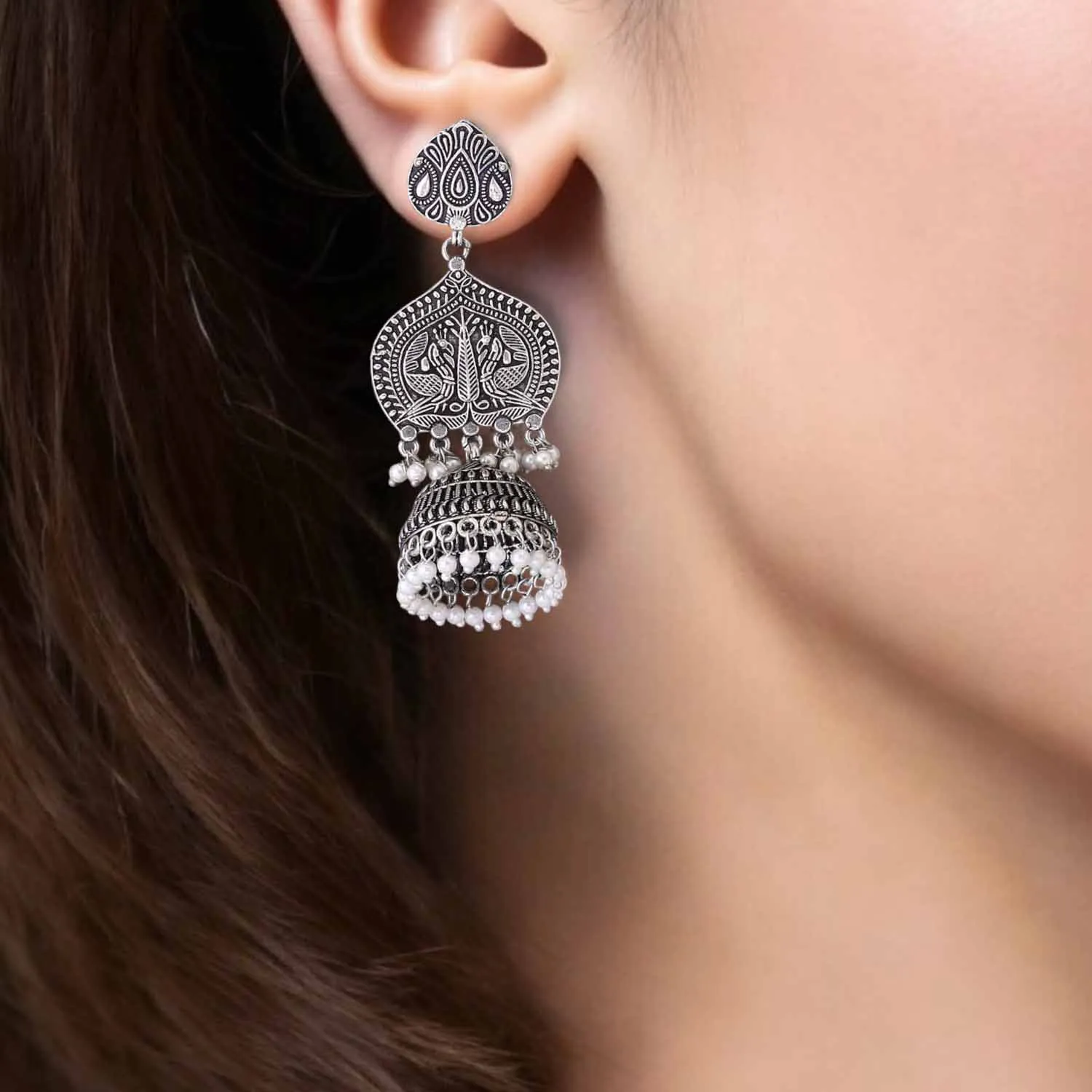 Antique Narusmi Oxidised Jhumkis