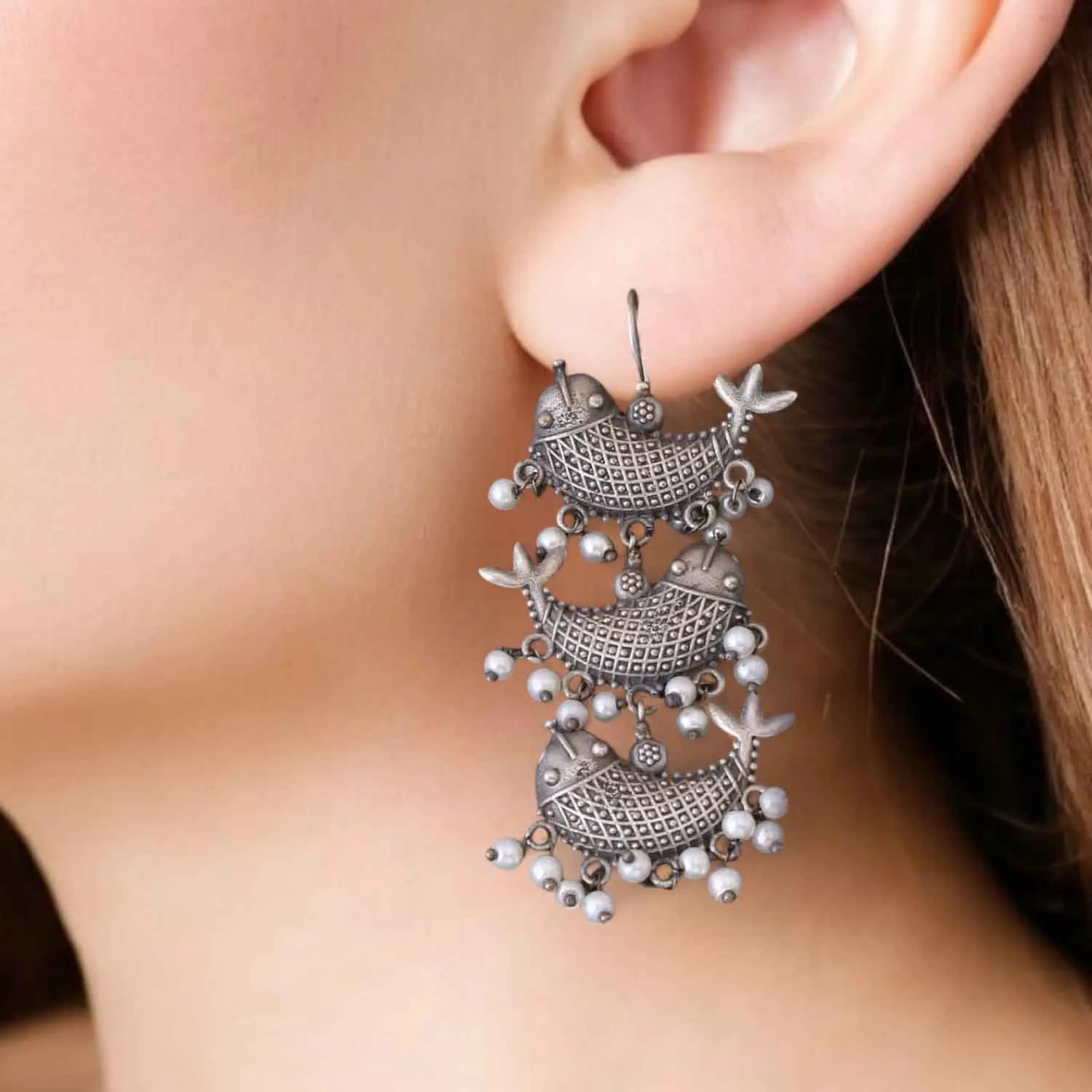 Antique Ondine Oxidised Danglers