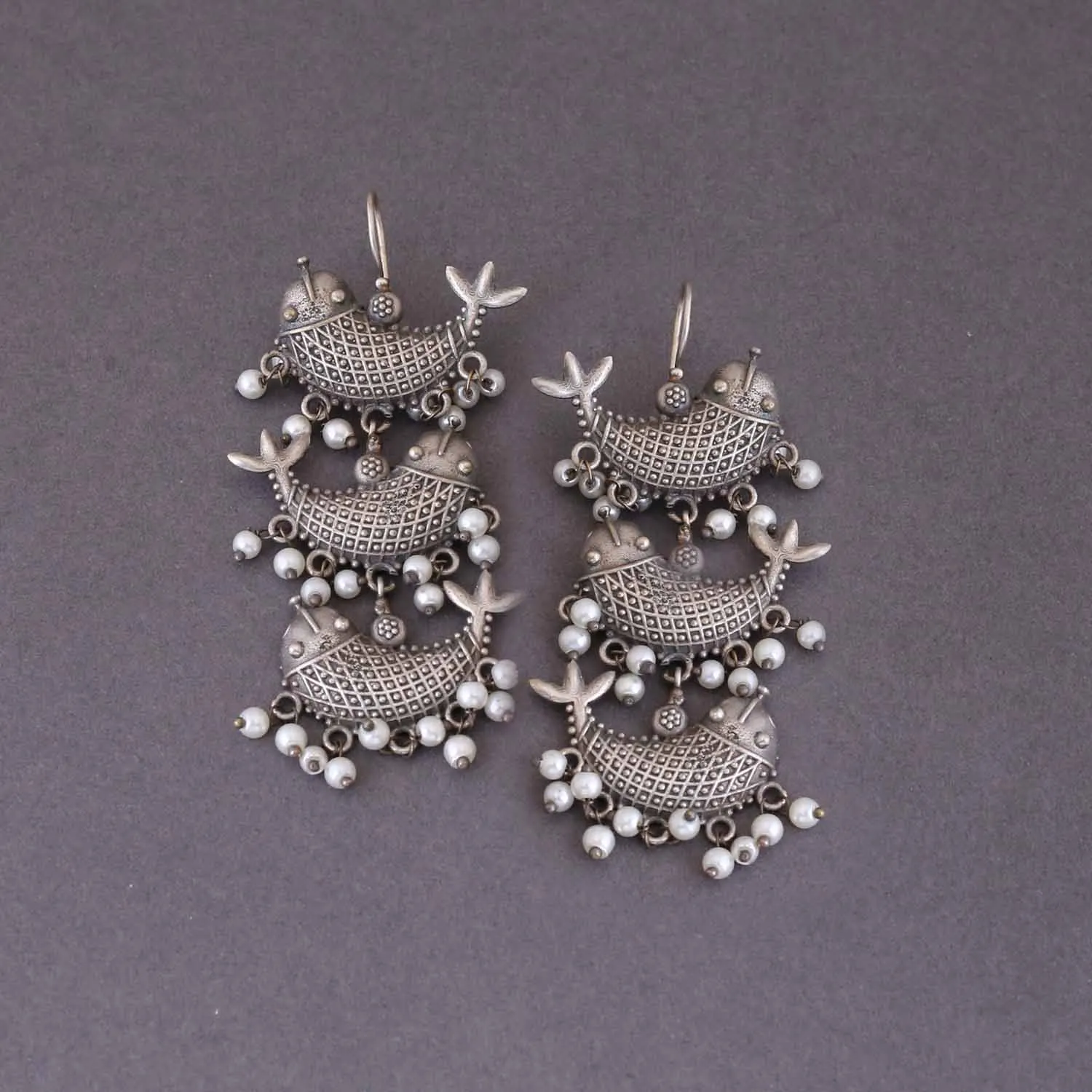Antique Ondine Oxidised Danglers