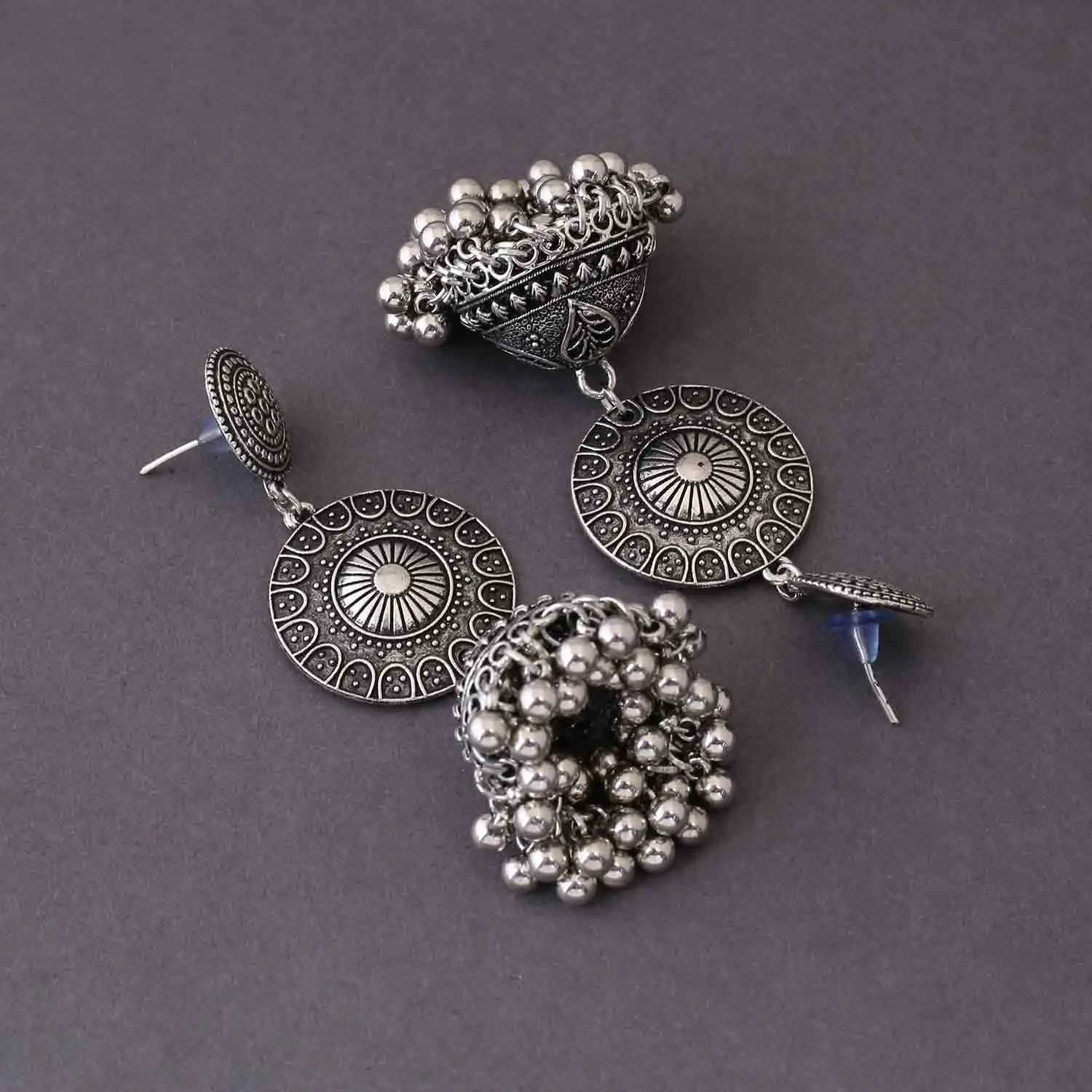 Antique Padmaja Oxidised Jhumkis