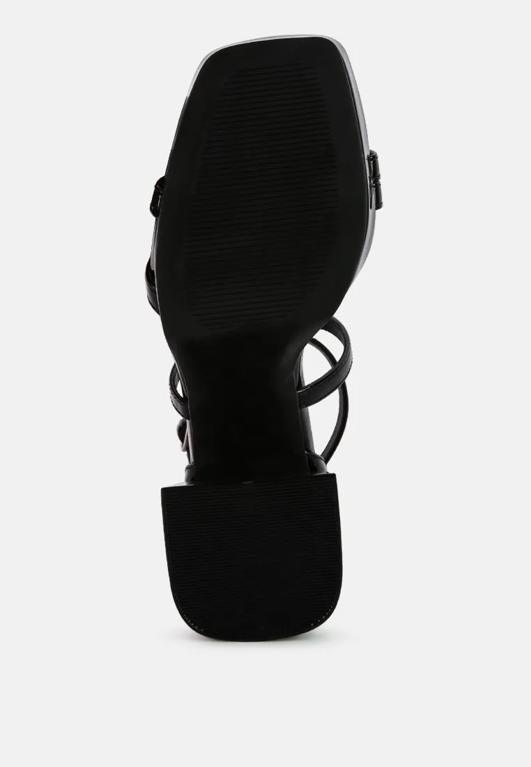 Black Block Heeled Platform Sandals