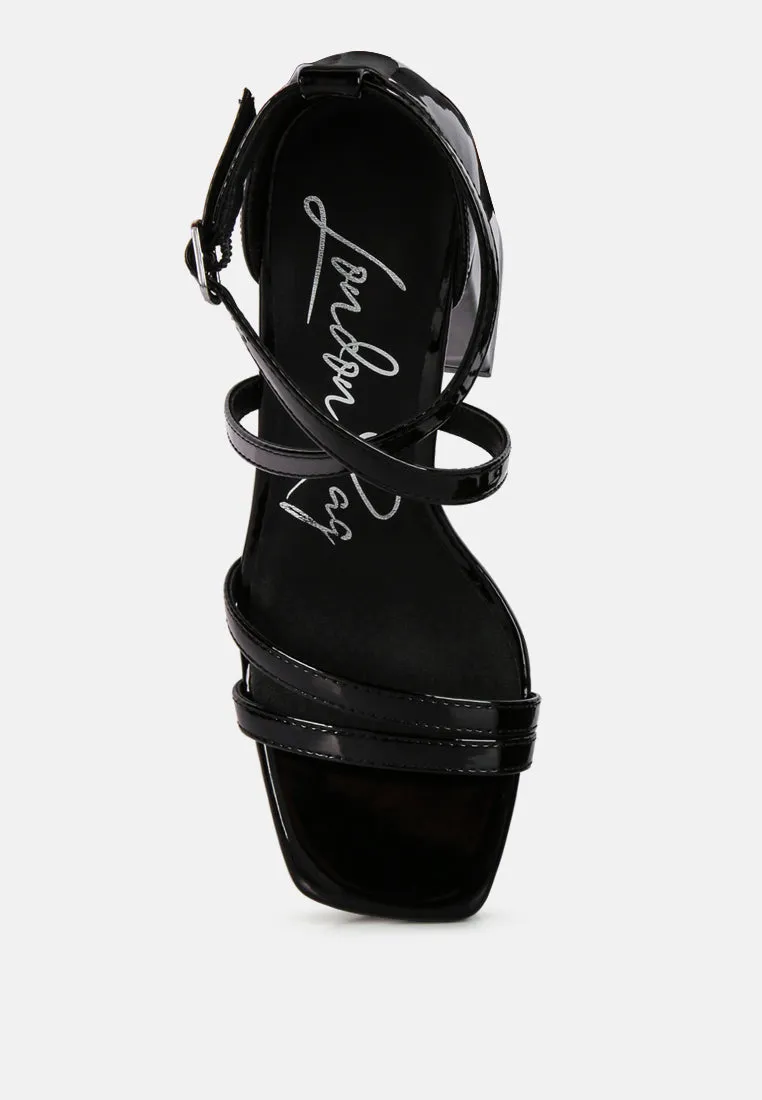 Black Block Heeled Platform Sandals