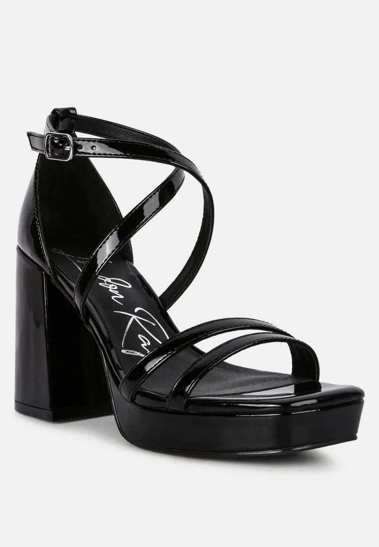 Black Block Heeled Platform Sandals