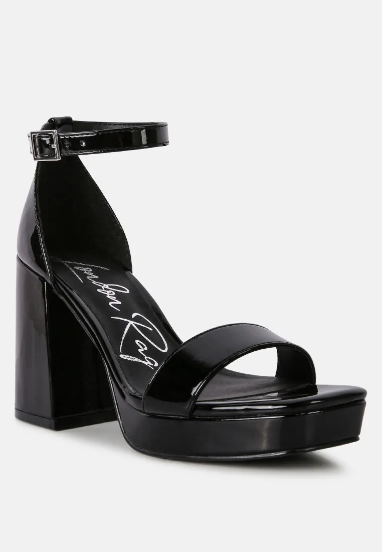 Black High Block Heeled Platform Sandals
