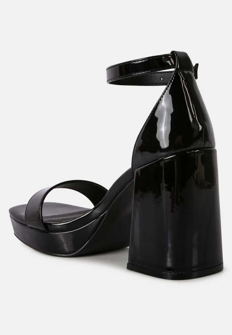 Black High Block Heeled Platform Sandals