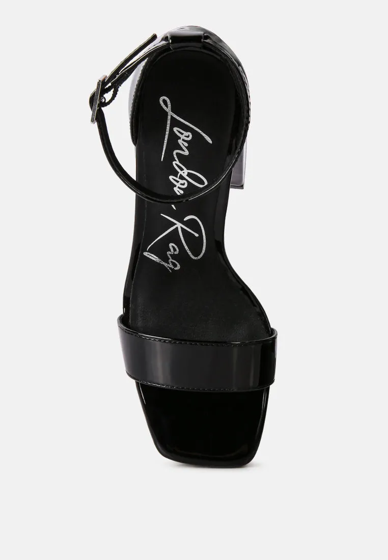 Black High Block Heeled Platform Sandals