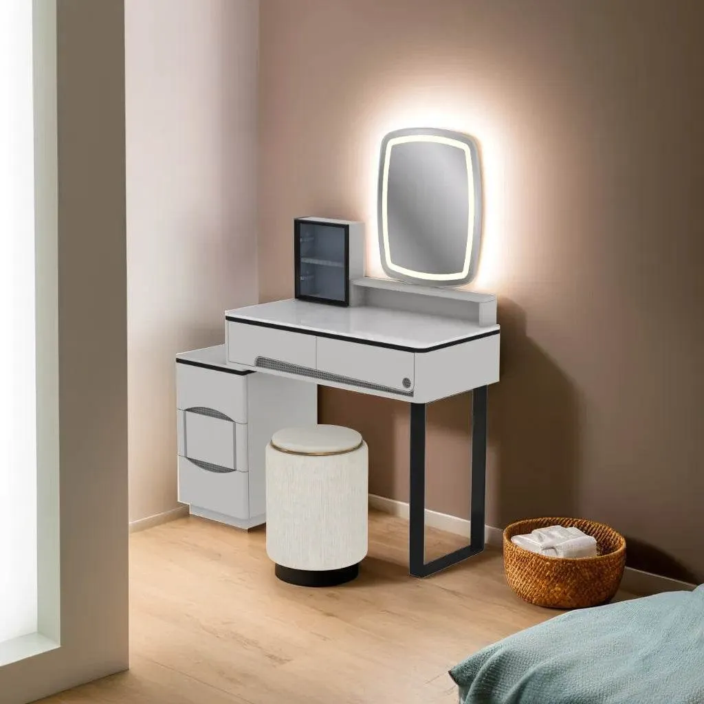 Celestia Extendable Dressing Table with Crystal Marble Top