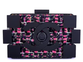 Chanel 2013 Fuchsia Black Tweed Lego Brick Minaudière Clutch Bag RHW Plexiglass F95