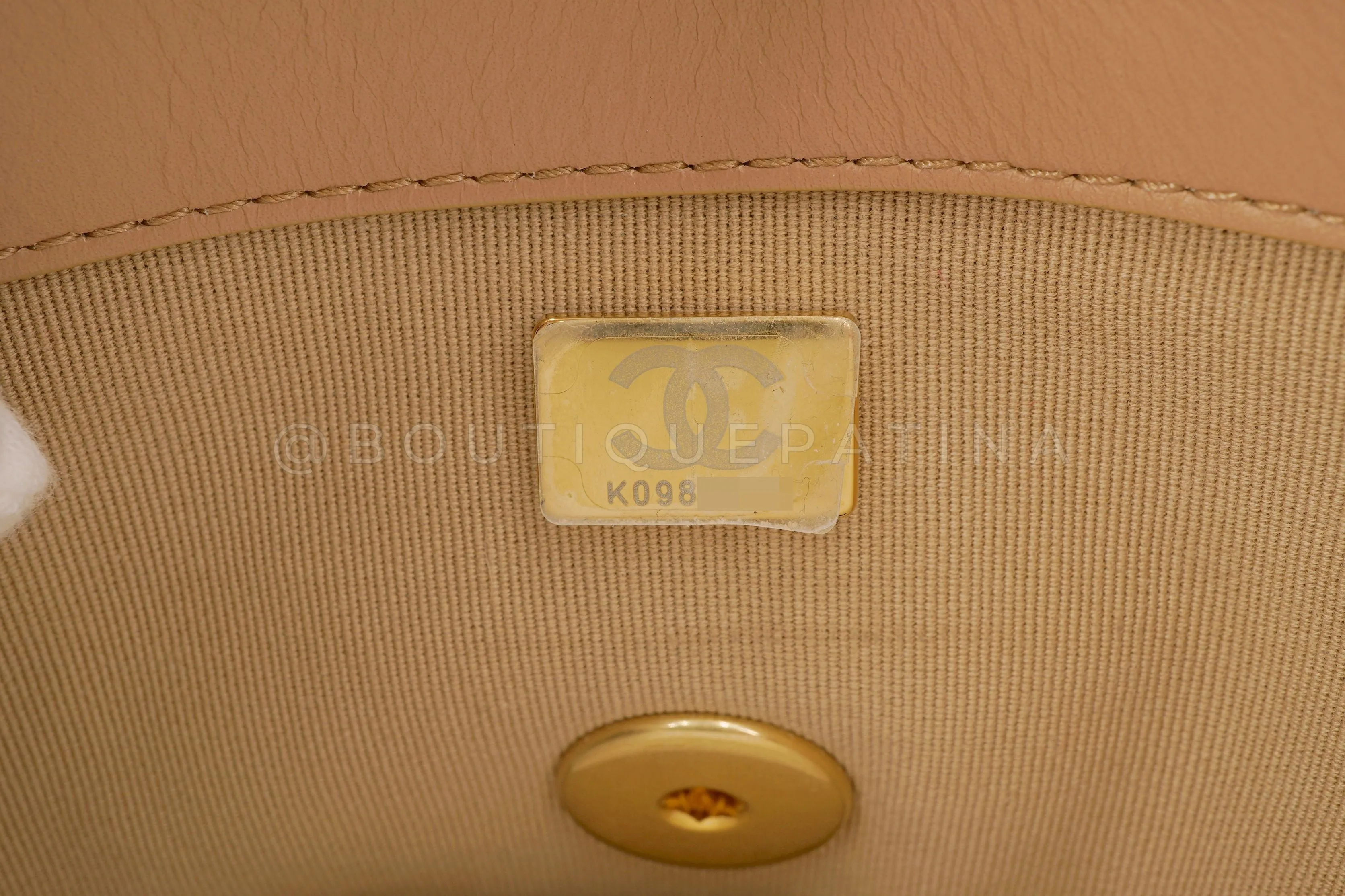 Chanel 2022 Fuchsia Pink Beige Quilted Tweed CC Chain Small Flap Bag