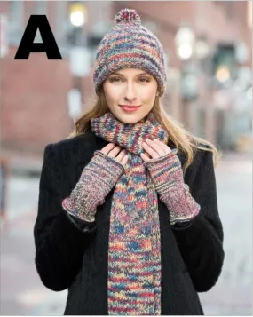 Chunky Pallet Hand Knit Alpaca Accessories Hat Gauntlets Scarf