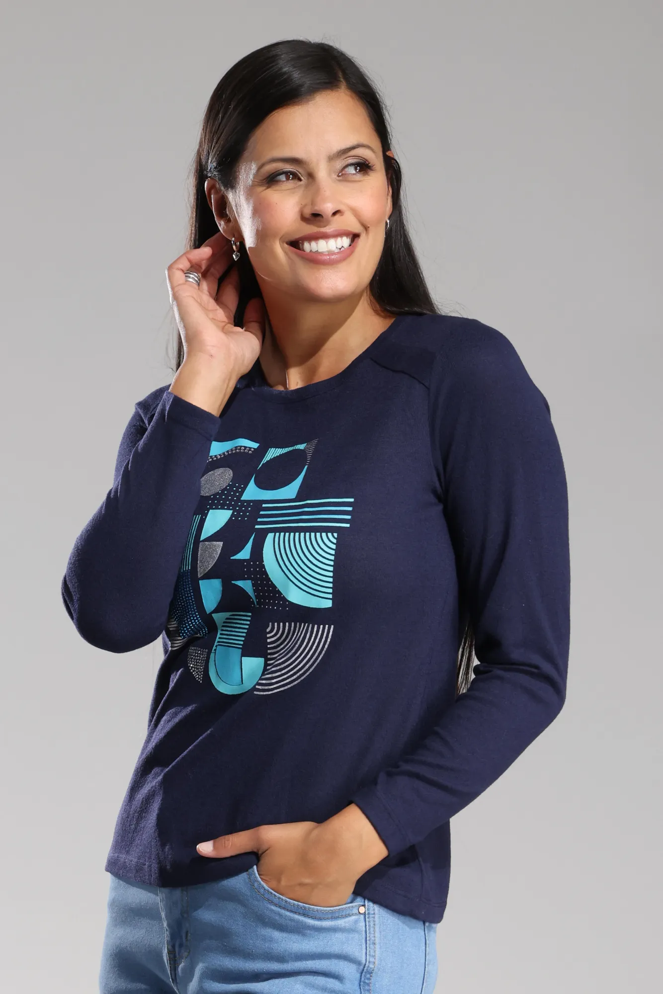 Fancy Warm Touch Top | Jade Geo | 4399ZZ