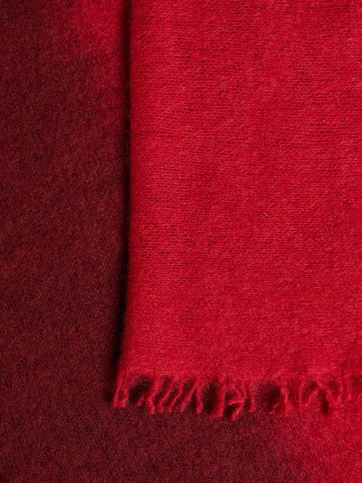 Fuzzy Feutre Two Tone Shawl in Queen's Red   Tibetan Red Monk