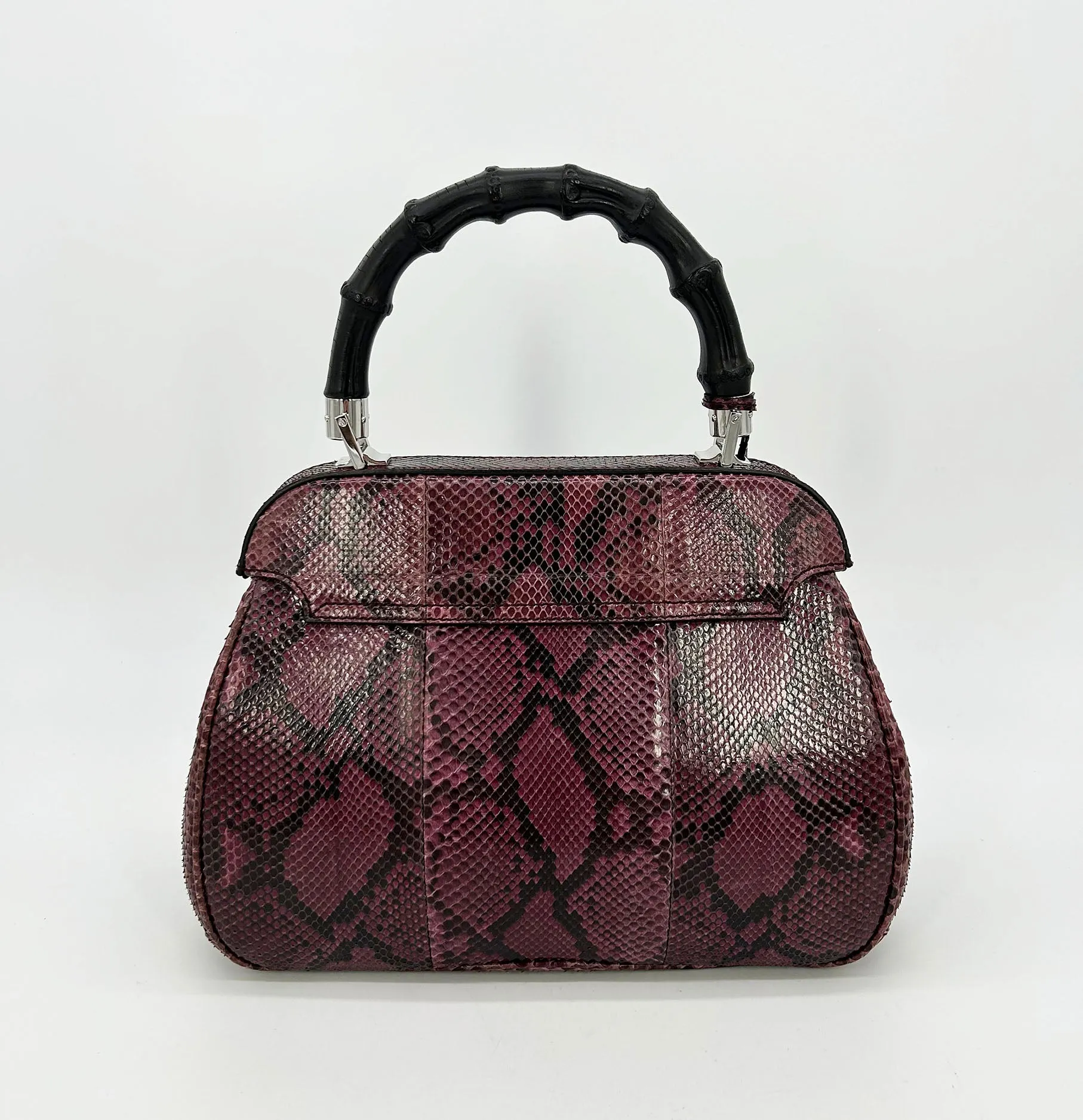 Gucci Purple Python Lady Lock Bag with Bamboo Handle