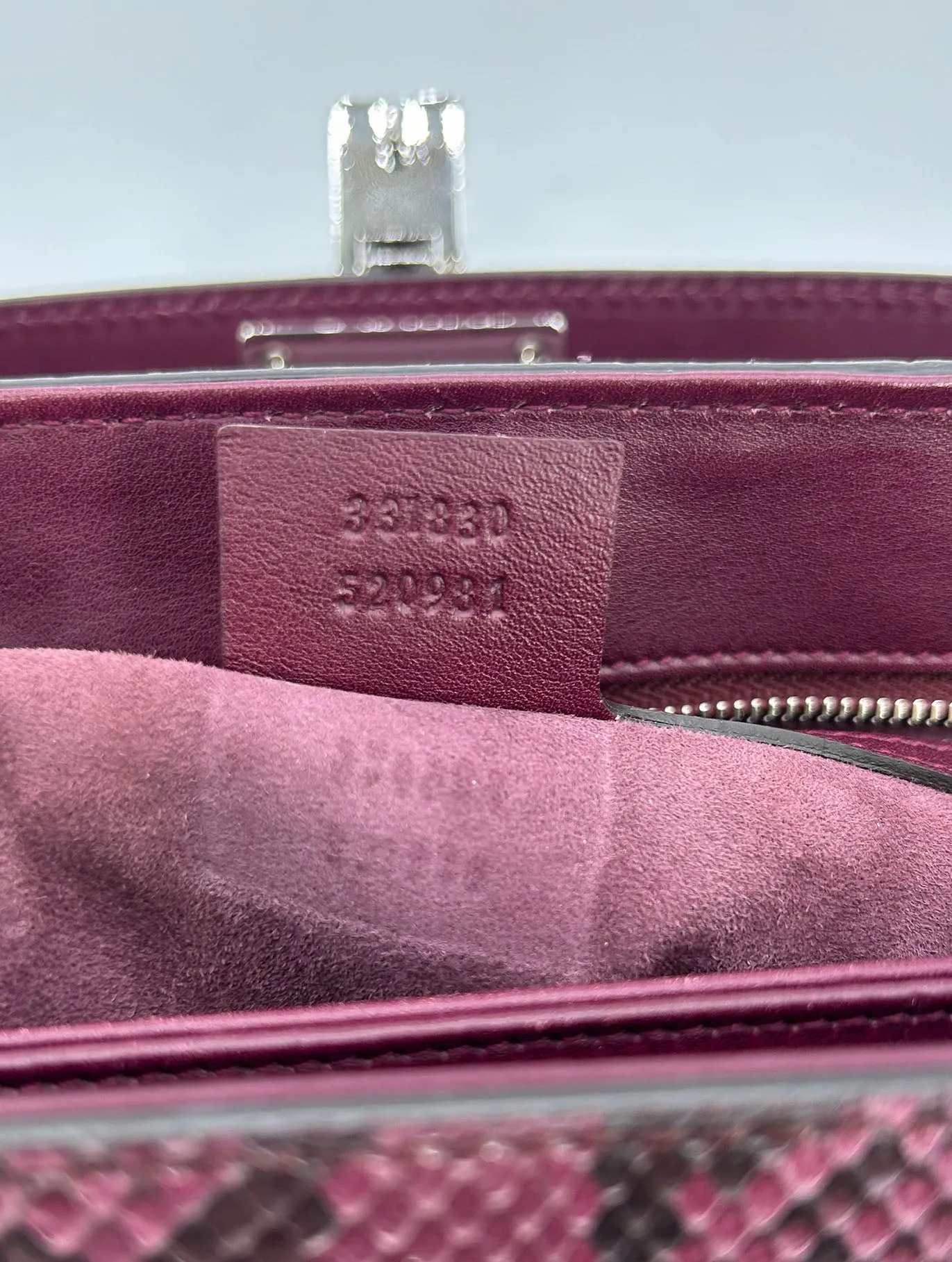 Gucci Purple Python Lady Lock Bag with Bamboo Handle