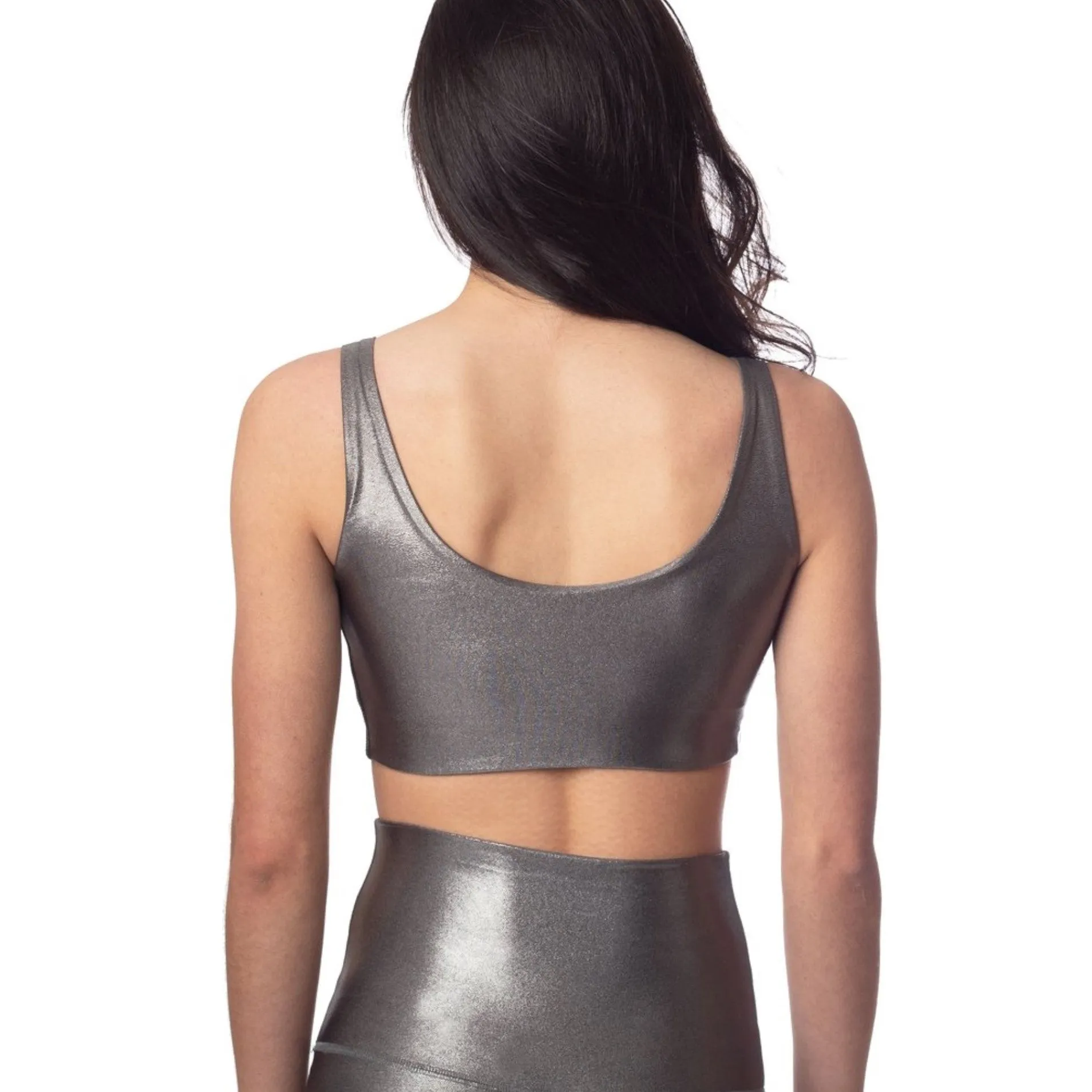 Gunmetal Shimmer V Crop Top