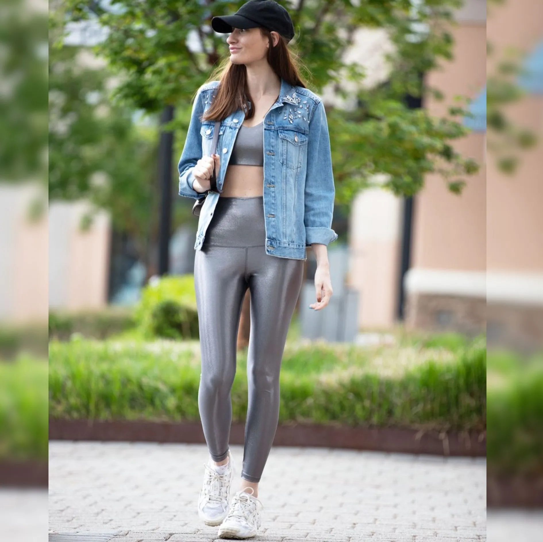 Gunmetal Shimmer V Crop Top
