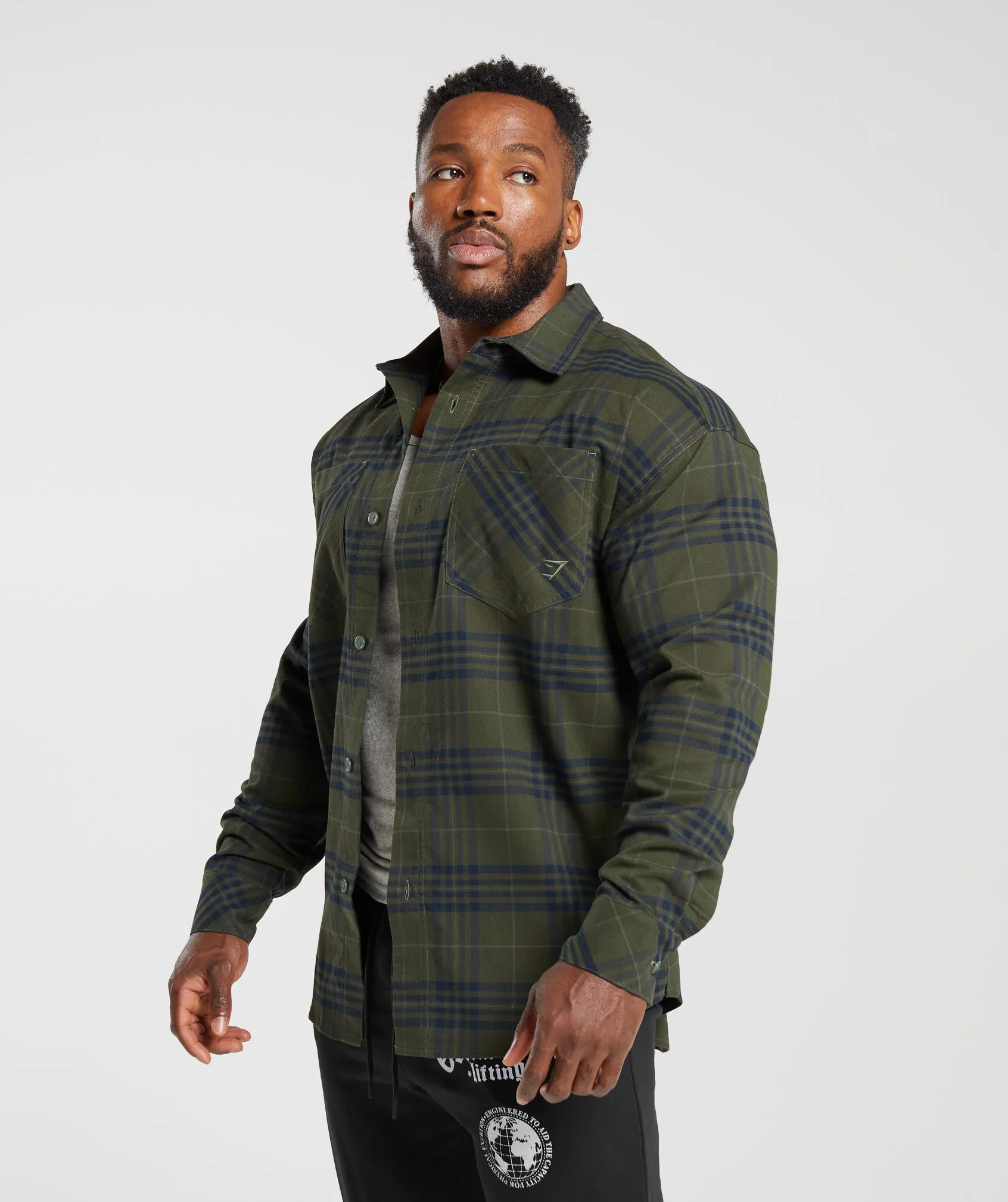 Gymshark Check Shirt - Core Olive