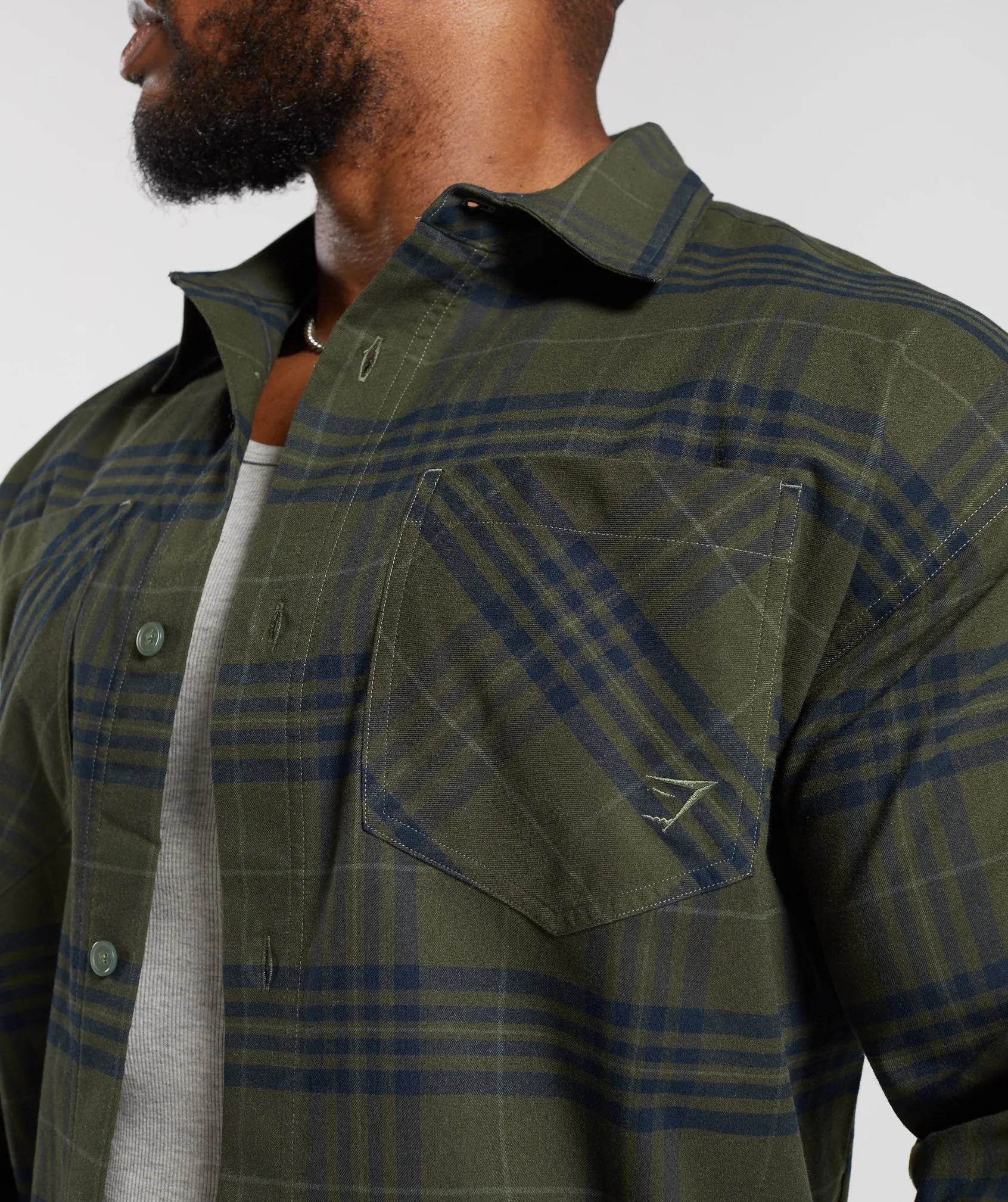 Gymshark Check Shirt - Core Olive