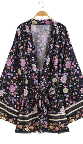 Handmade Bohemian Kimono, Bohemian Short Kimono, Beach Cover Up Kimono, Vintage Bohemian Kimono, Beach Dress Kimono, Boho Short Kimono