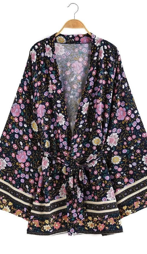 Handmade Bohemian Kimono, Bohemian Short Kimono, Beach Cover Up Kimono, Vintage Bohemian Kimono, Beach Dress Kimono, Boho Short Kimono