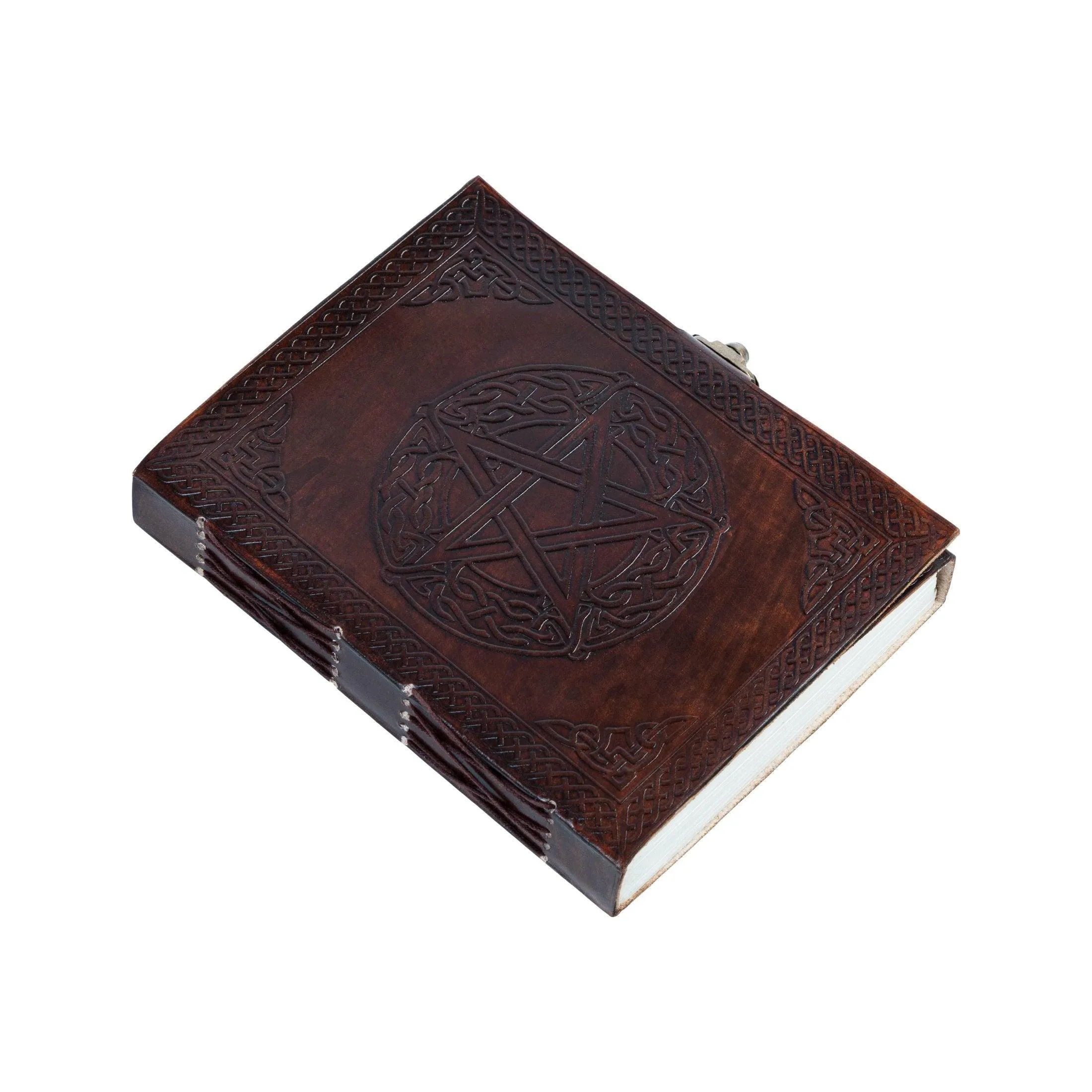 Handmade Leather Pentagon Journal/Writing Notebook Diary/Bound Daily Notepad for Men & Women Unlined Paper Medium 8 x 6 Inches, Writing pad Gift for Artist, Sketch Brown