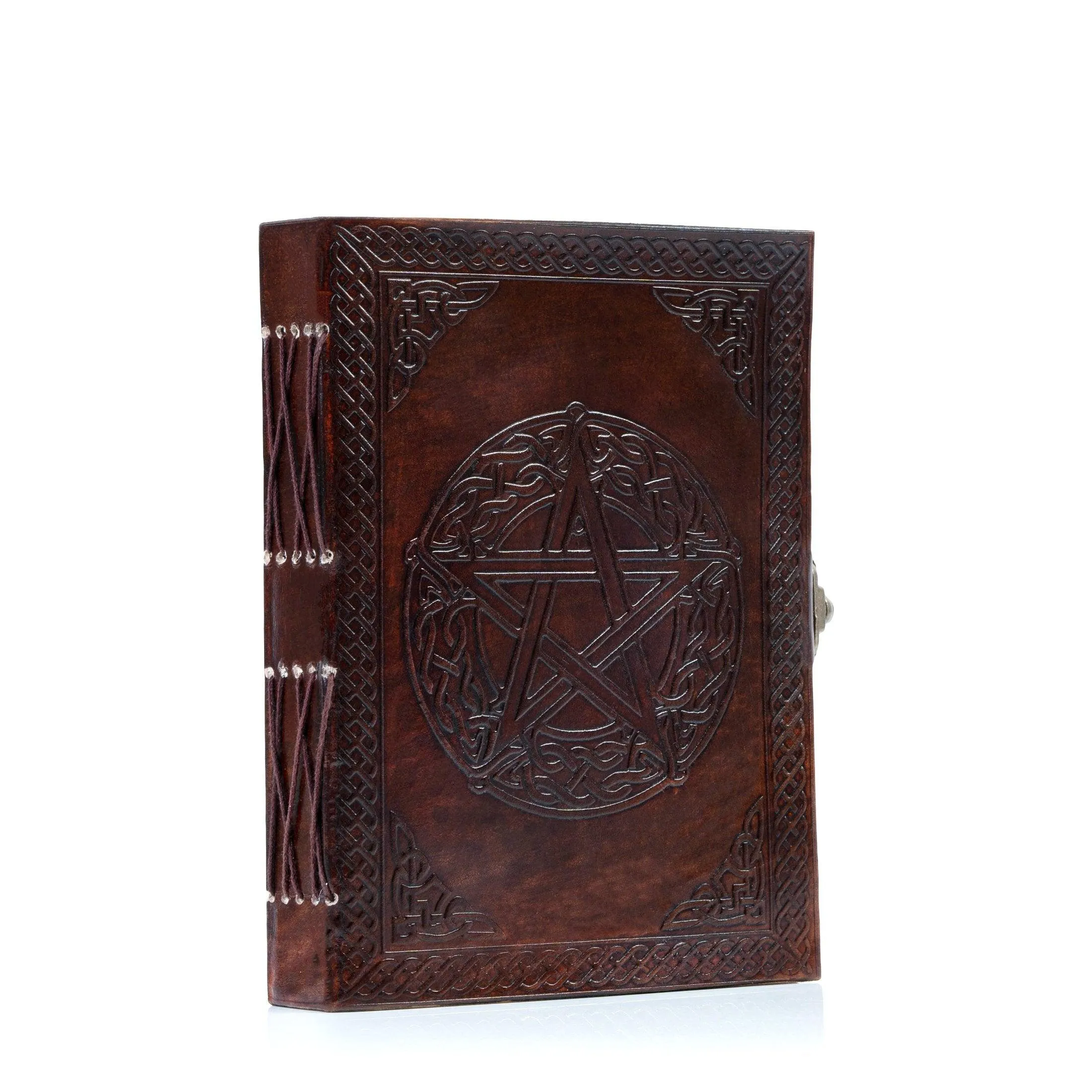 Handmade Leather Pentagon Journal/Writing Notebook Diary/Bound Daily Notepad for Men & Women Unlined Paper Medium 8 x 6 Inches, Writing pad Gift for Artist, Sketch Brown
