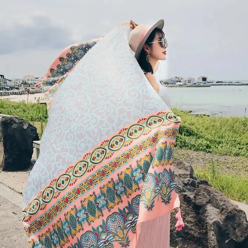 Hot New 90x180cm Twill cotton Pareo 2018 Summer Cover-Ups Rectangle Wrap Scarf Swimsuit Bikini Cover Up Autumn Beach Sarong Mats