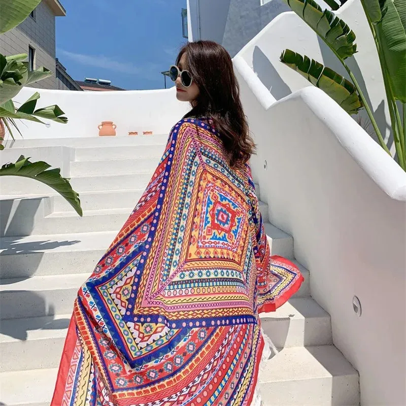 Hot New 90x180cm Twill cotton Pareo 2018 Summer Cover-Ups Rectangle Wrap Scarf Swimsuit Bikini Cover Up Autumn Beach Sarong Mats