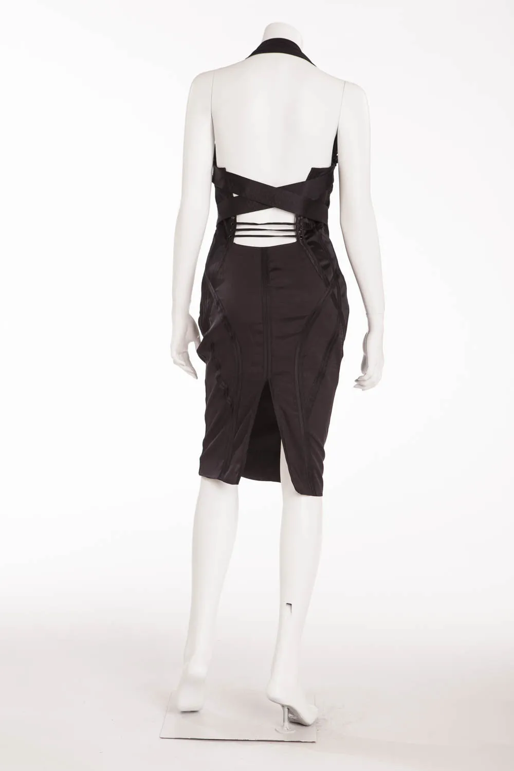 Iconic Tom Ford for Gucci - Black Corset Halter Dress with Cross Over V Neck - IT 42