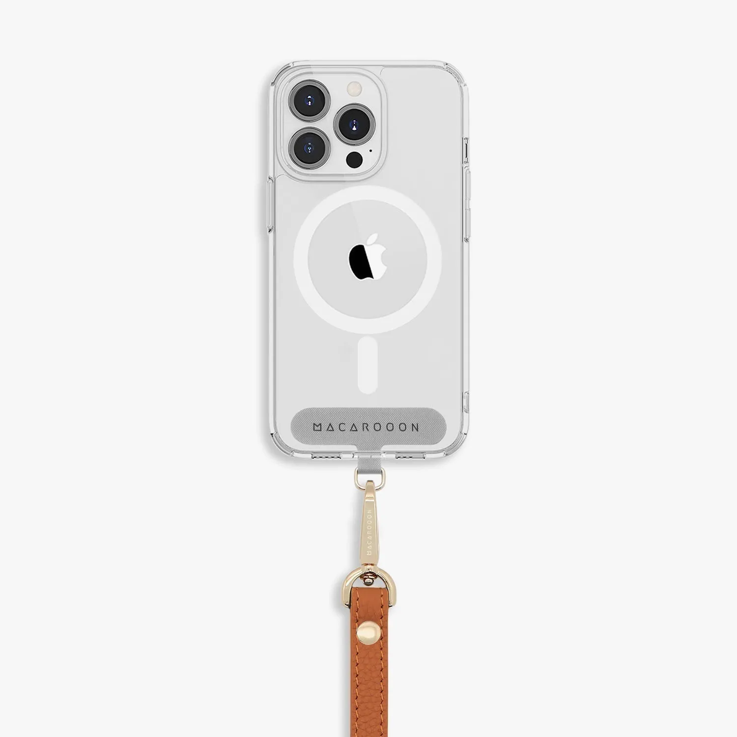 iPhone 13 Pro Clear Case with Wrist Leather Strap