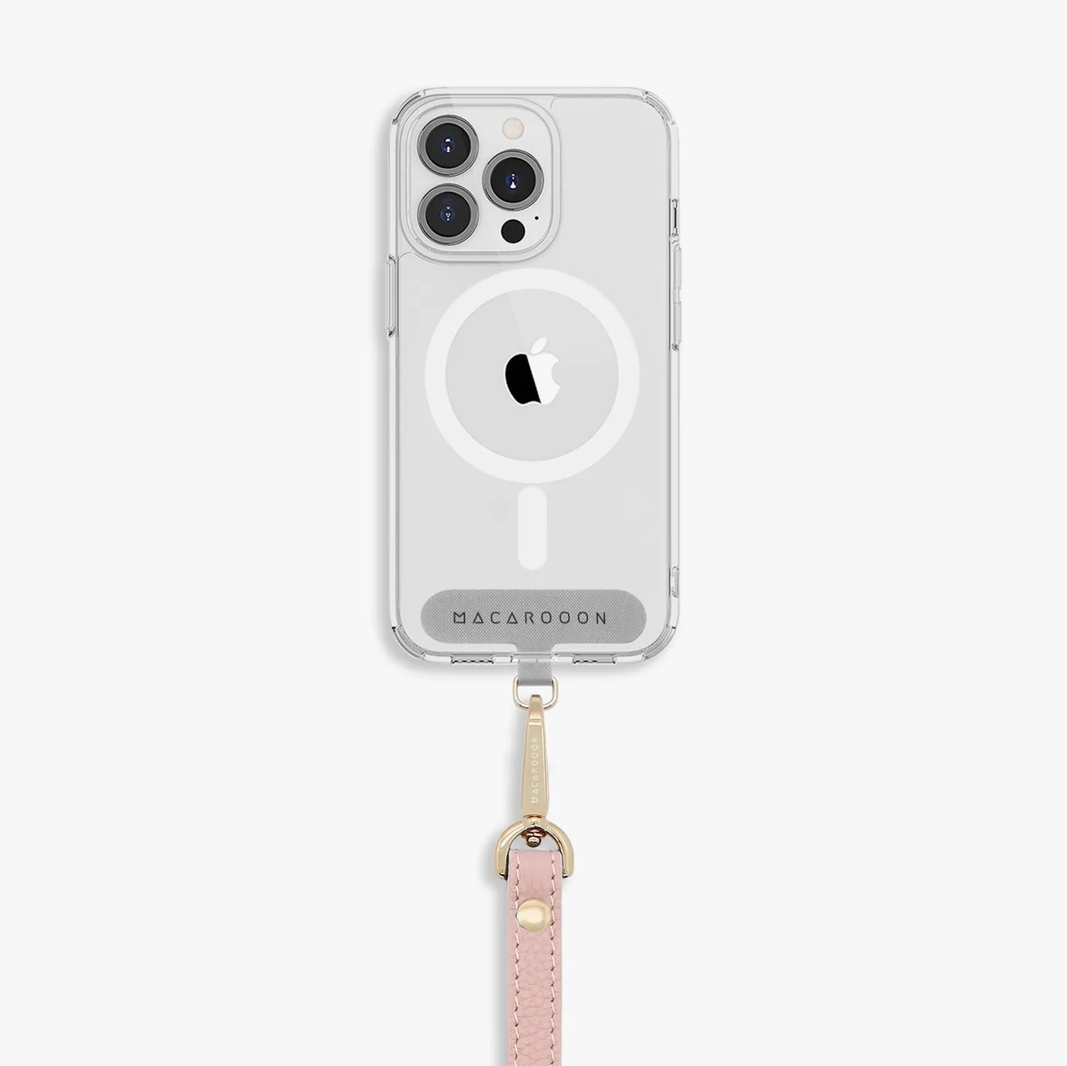 iPhone 13 Pro Clear Case with Wrist Leather Strap