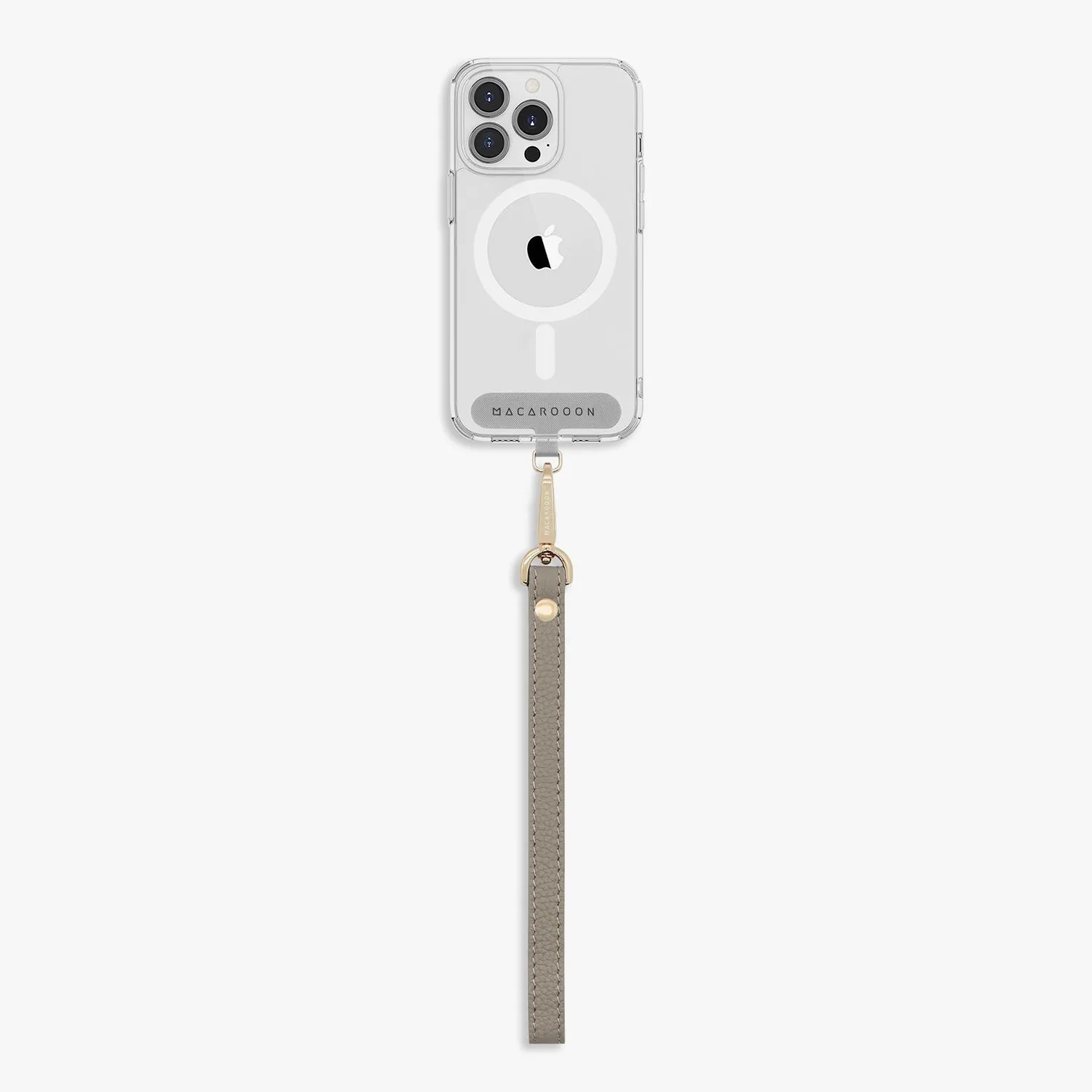 iPhone 13 Pro Clear Case with Wrist Leather Strap