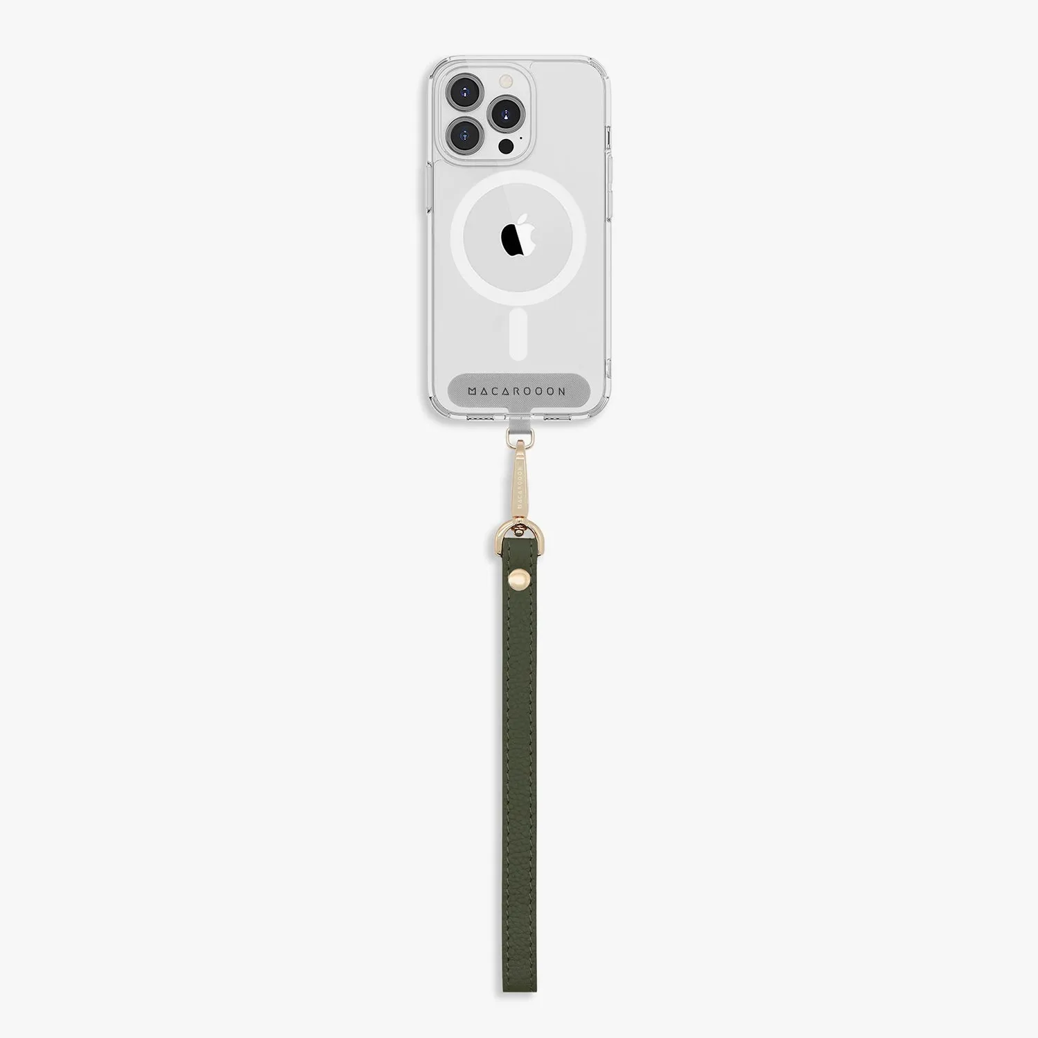 iPhone 13 Pro Clear Case with Wrist Leather Strap