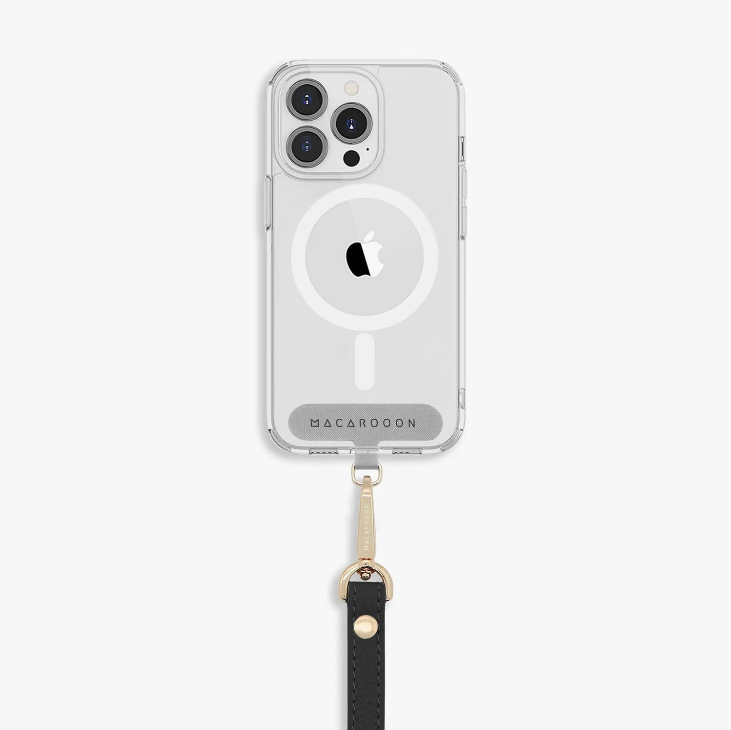iPhone 13 Pro Clear Case with Wrist Leather Strap