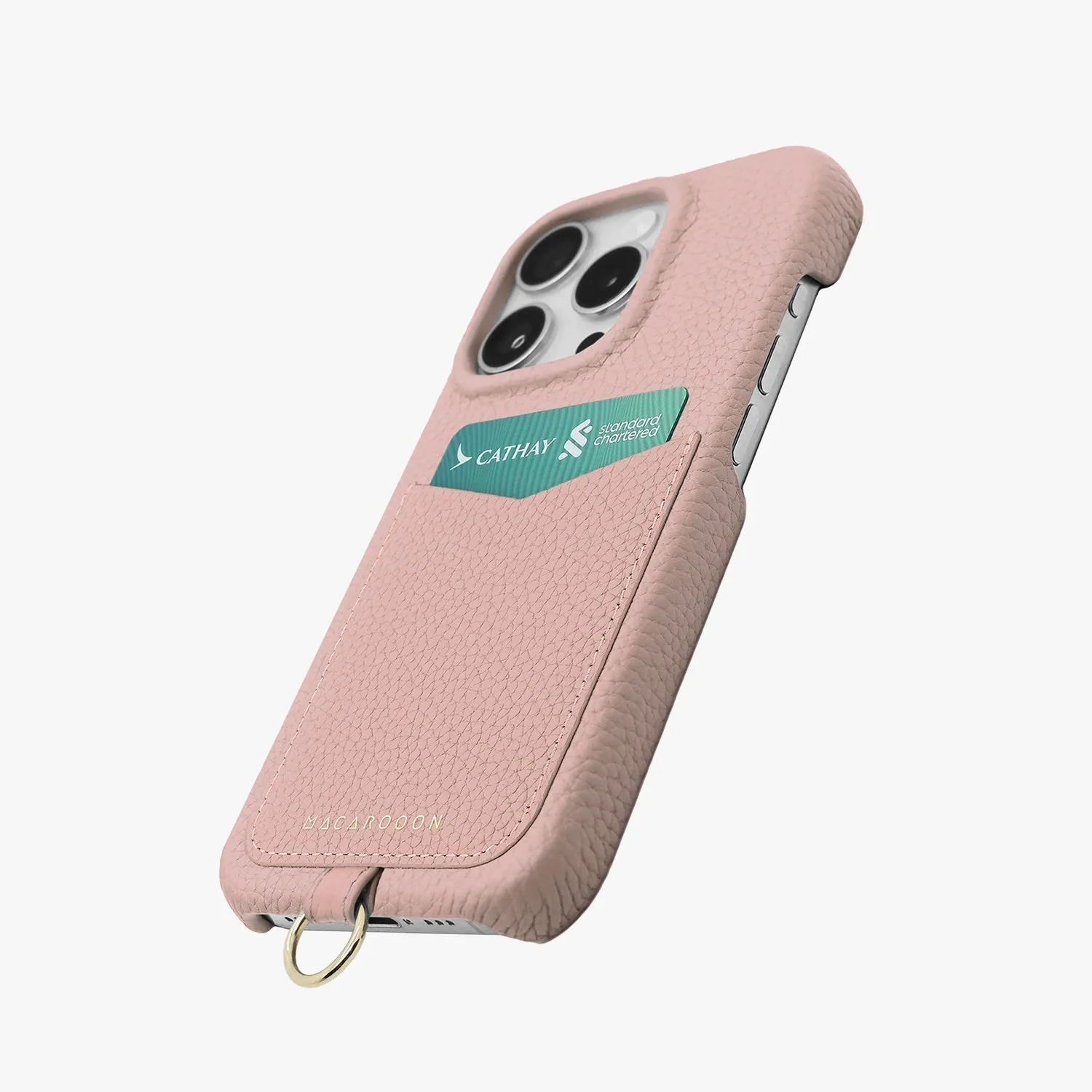 iPhone 15 Leather Sling Card Case with Crossbody Leather Strap