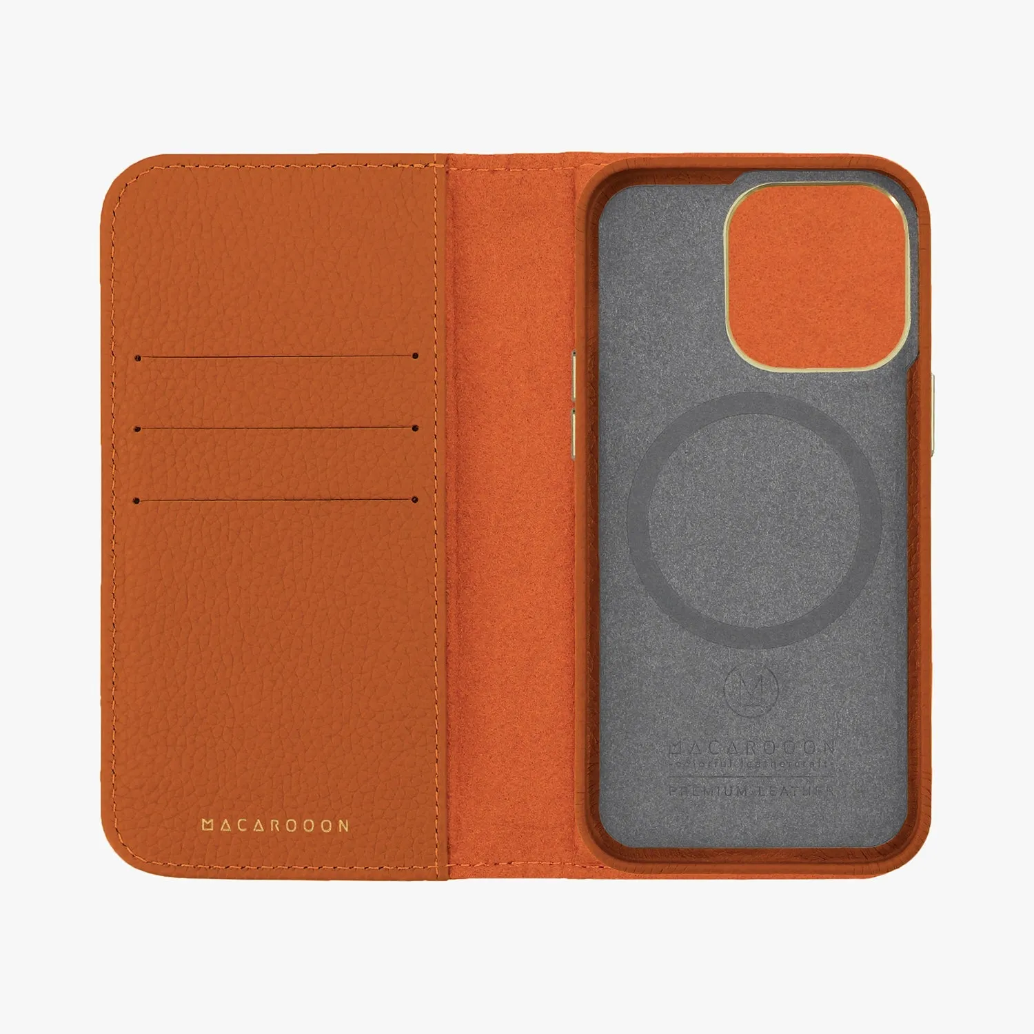 iPhone 15 Plus MagSafe Leather Flip Cover with Leather Case
