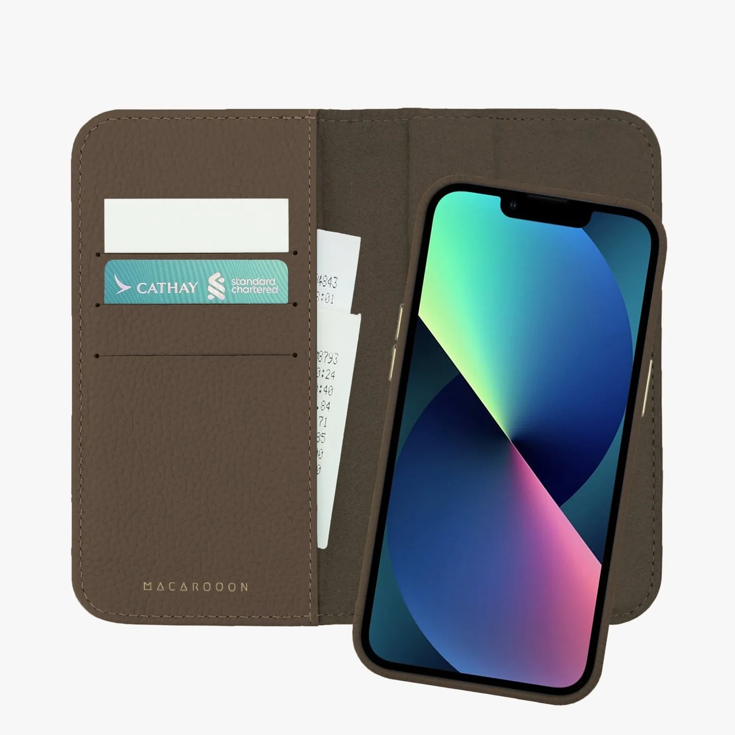 iPhone 15 Plus MagSafe Leather Flip Cover with Leather Case