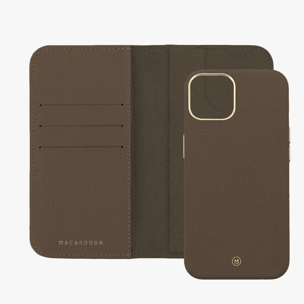 iPhone 15 Plus MagSafe Leather Flip Cover with Leather Case