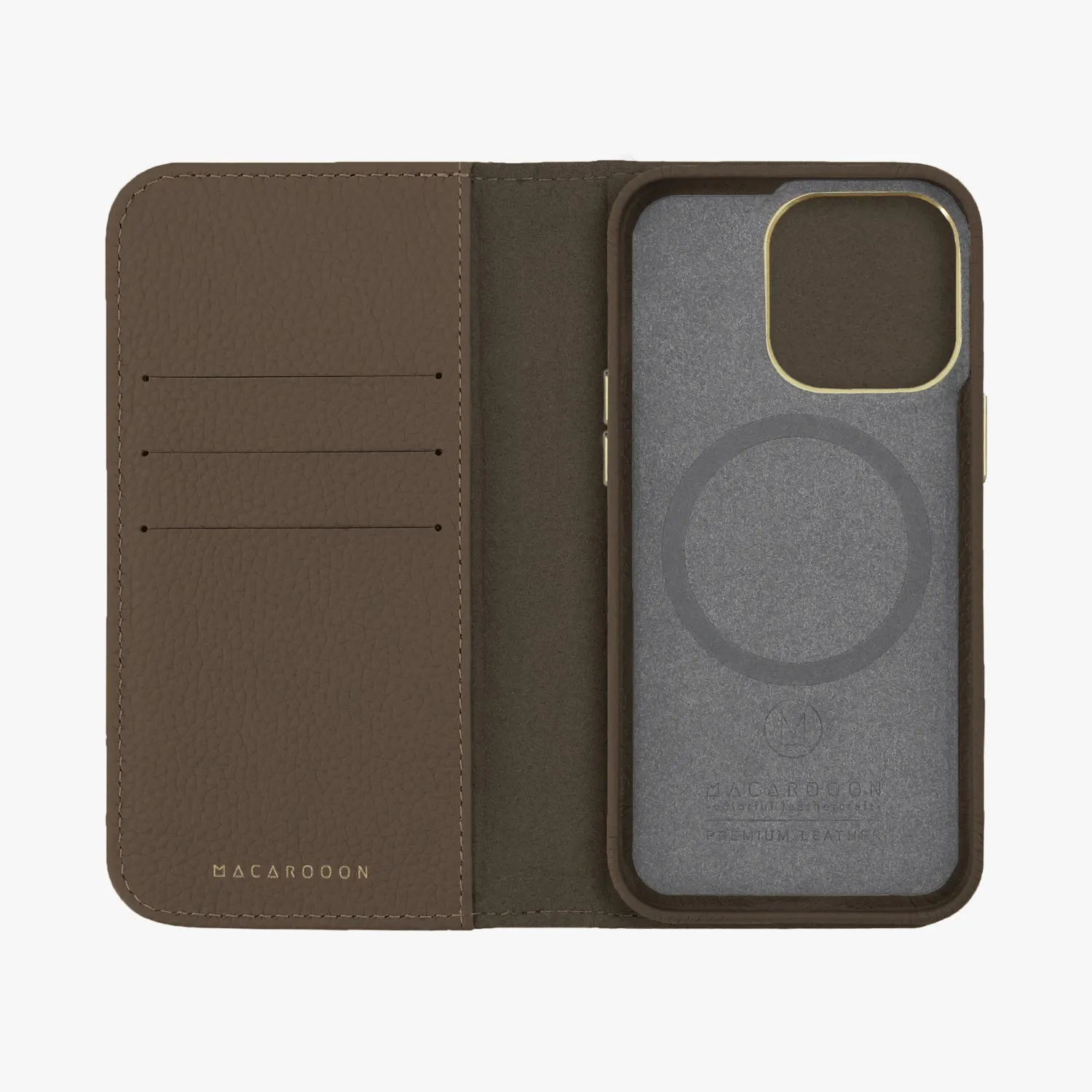 iPhone 15 Plus MagSafe Leather Flip Cover with Leather Case