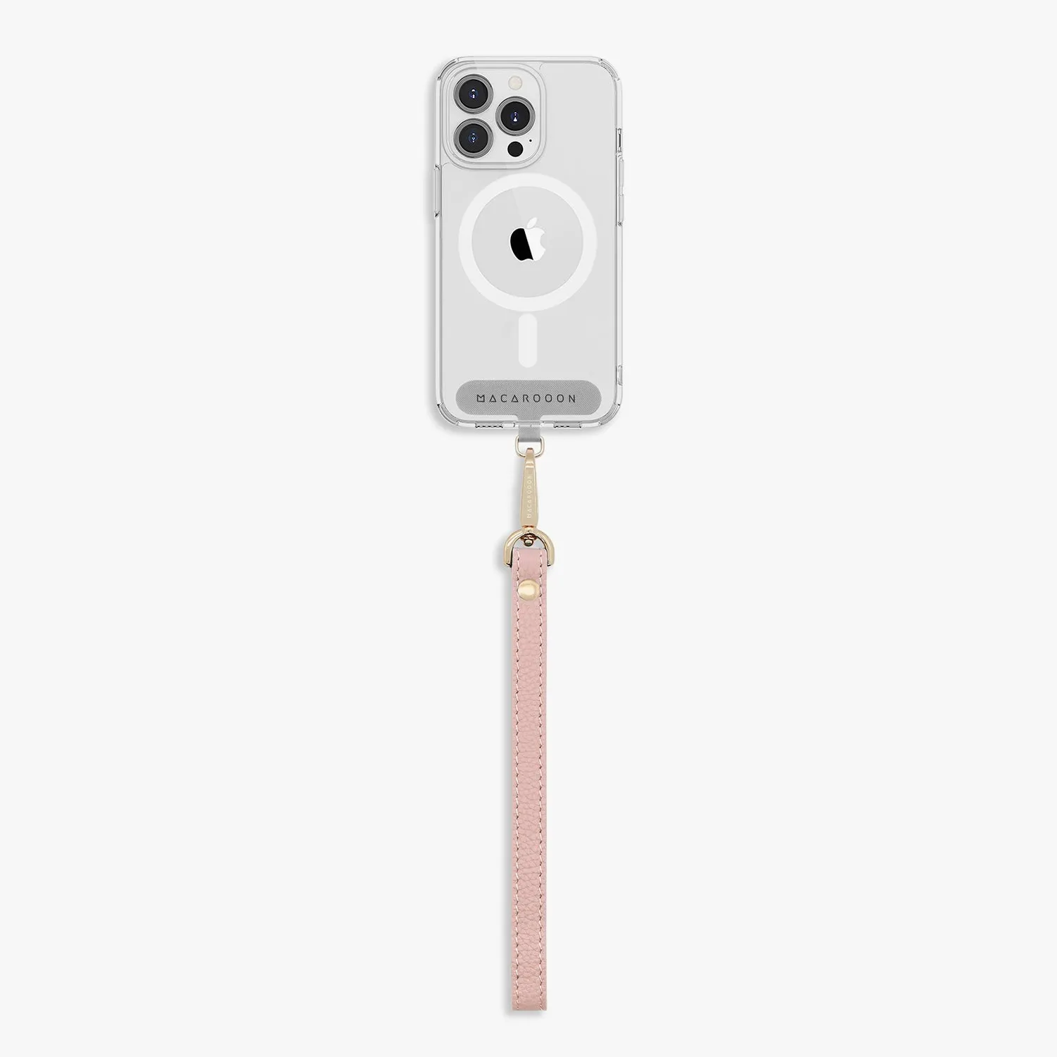 iPhone 15 Pro Max Clear Case with Wrist Leather Strap