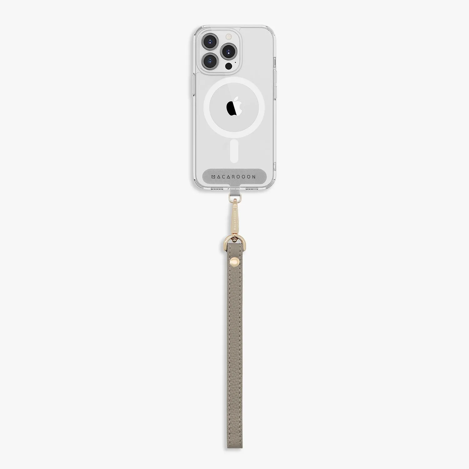 iPhone 15 Pro Max Clear Case with Wrist Leather Strap