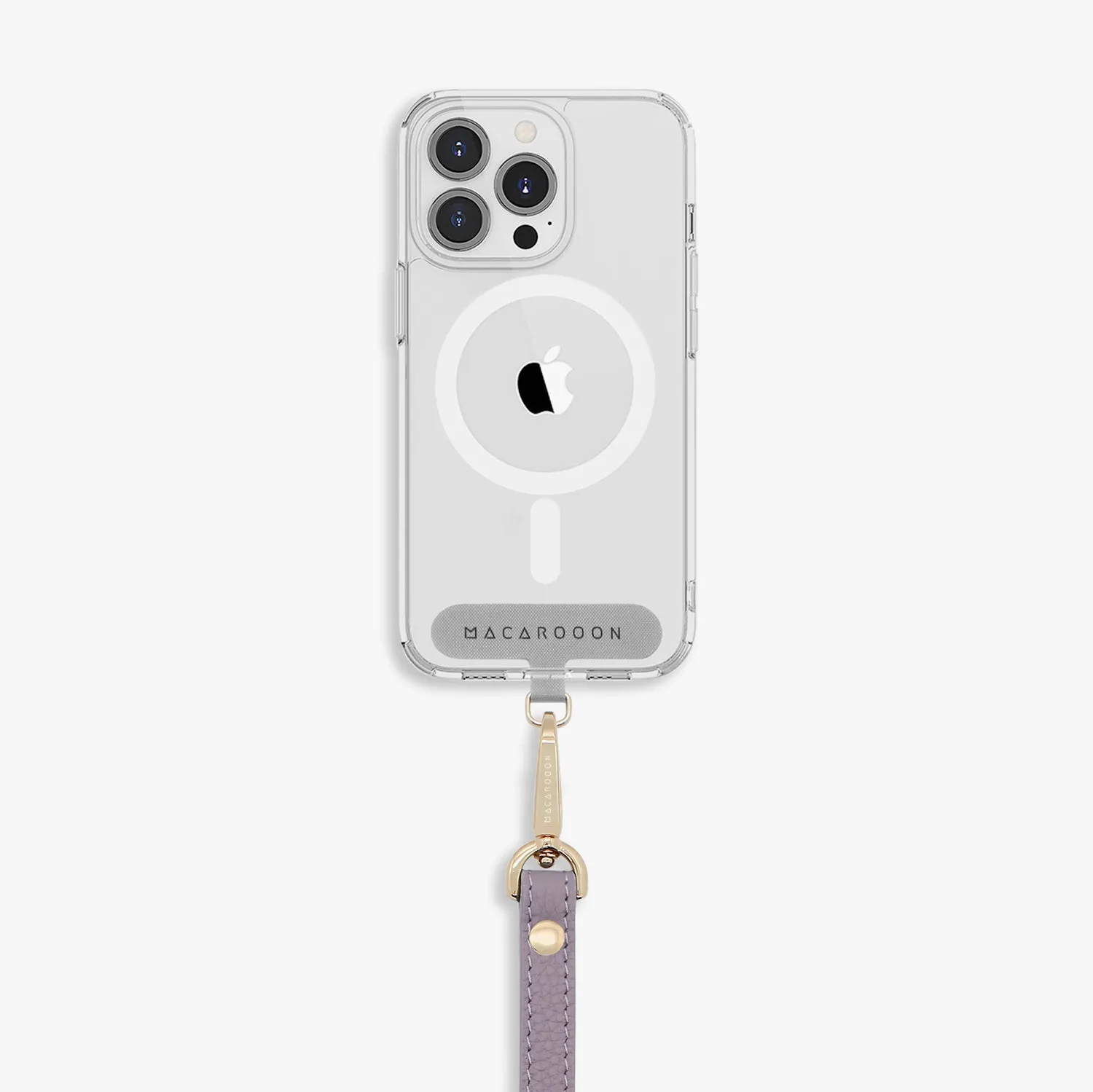 iPhone 15 Pro Max Clear Case with Wrist Leather Strap
